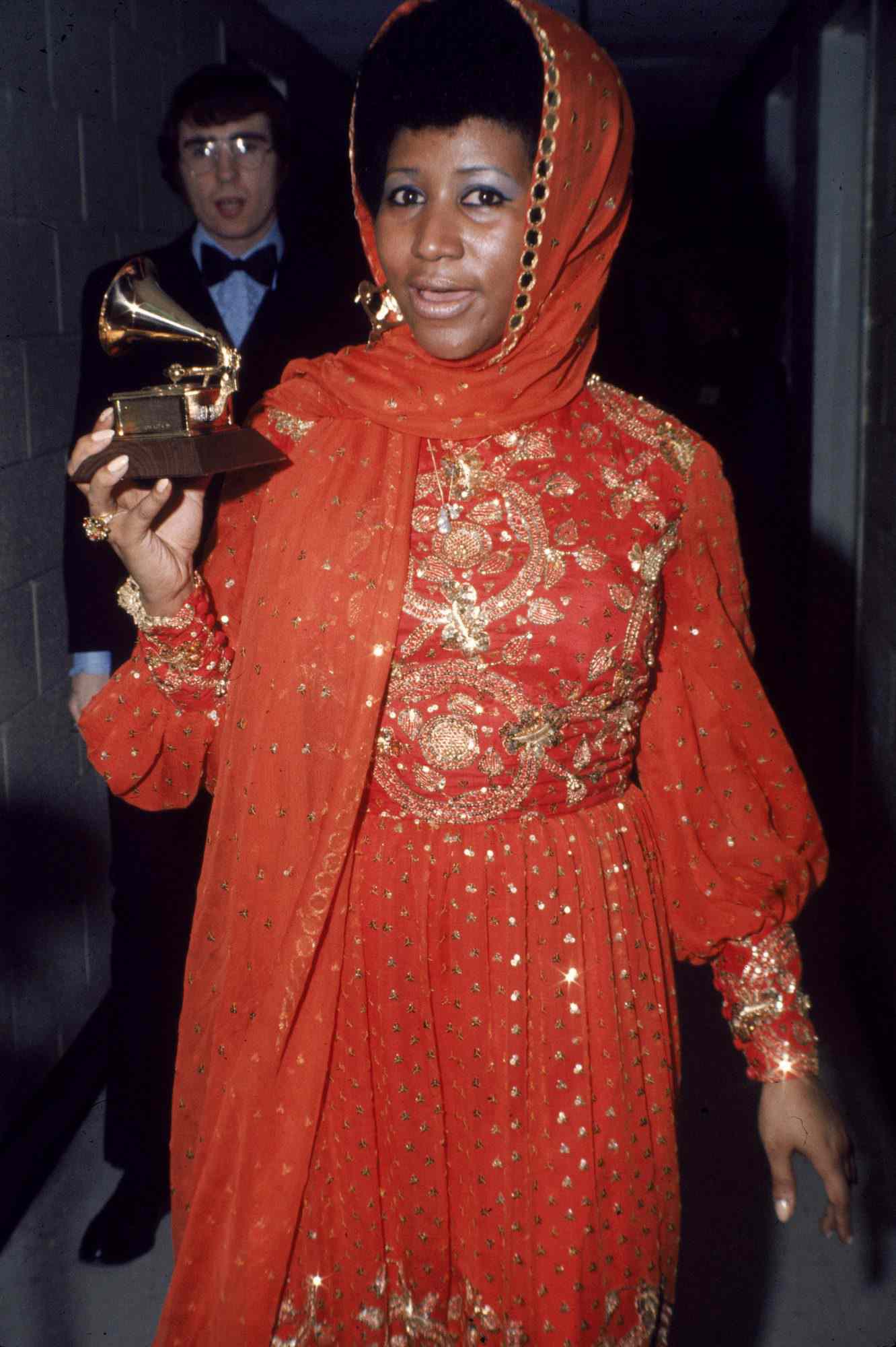 Aretha Franklin With Her Grammy Award