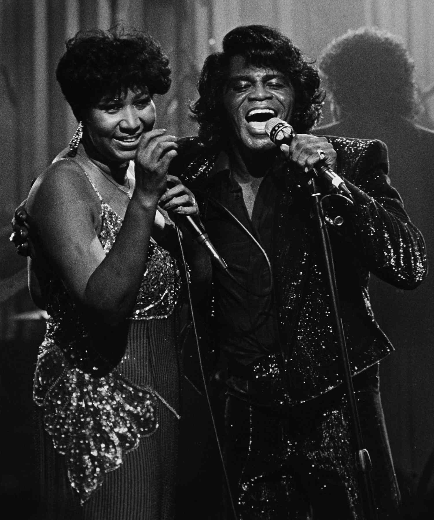 Taping an HBO special with James Brown in 1987