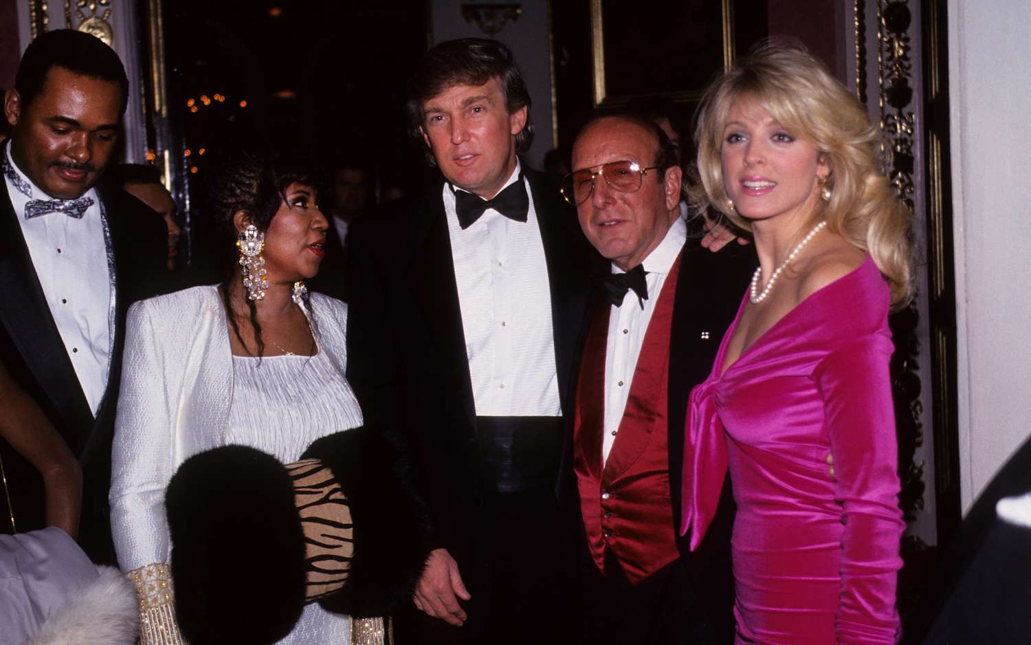 Aretha Franklin At A Grammy Party With Donald Trump, Clive Davis, and Marla Maples