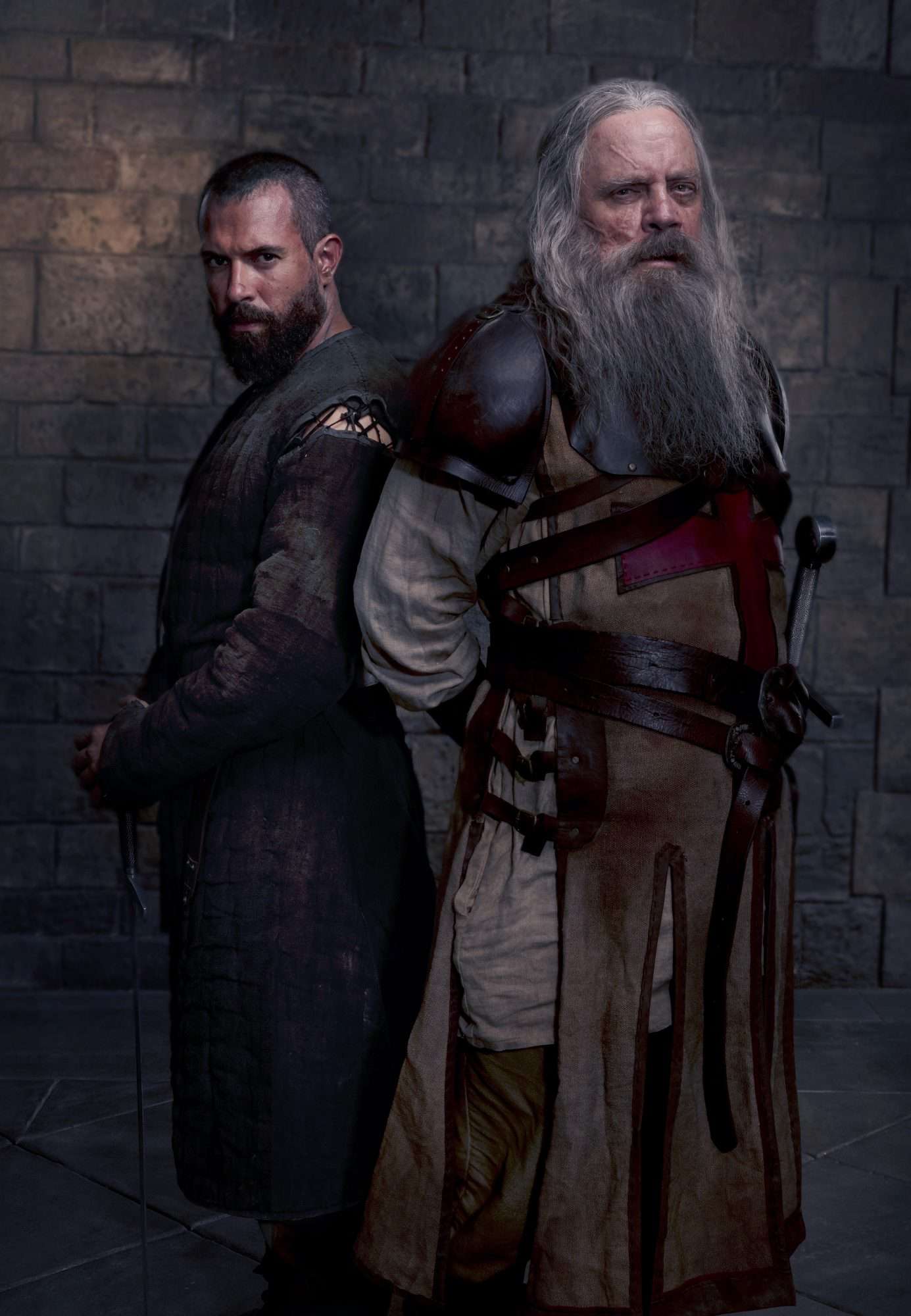 L-R_ Tom Cullen as Landry and Mark Hamill as Talus in season 2 of HISTORY's _Knightfall._ Photo Credit_ Larry Horricks_HISTORY