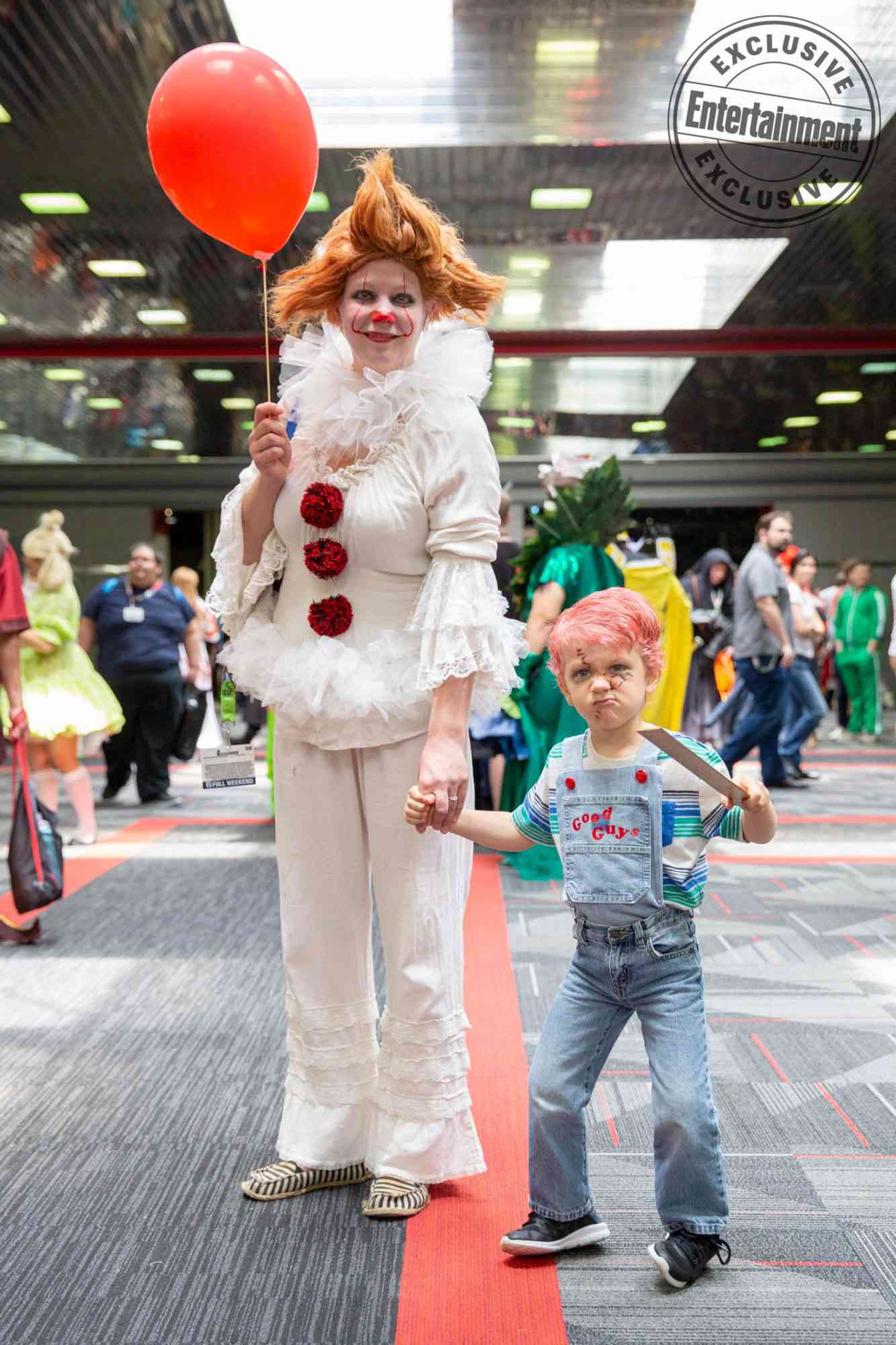 Anime Central 2019 cosplayers photographed on May 18th and 19th in Chicago, IL by Chris Cosgrove for Entertainment Weekly. -- Pictured: Pennywise from It and Chucky from Child's Play cosplayers
