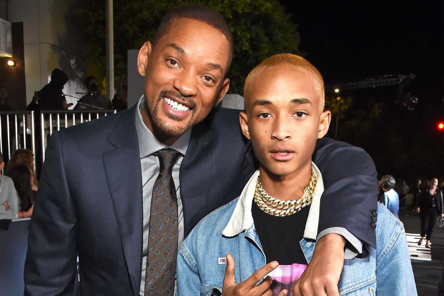 LOS ANGELES, CA - DECEMBER 13: Will Smith (L) and Jaden Smith attend the LA Premiere of Netflix Films 'BRIGHT' on December 13, 2017 in Los Angeles, California. (Photo by Michael Kovac/Getty Images for Netflix)