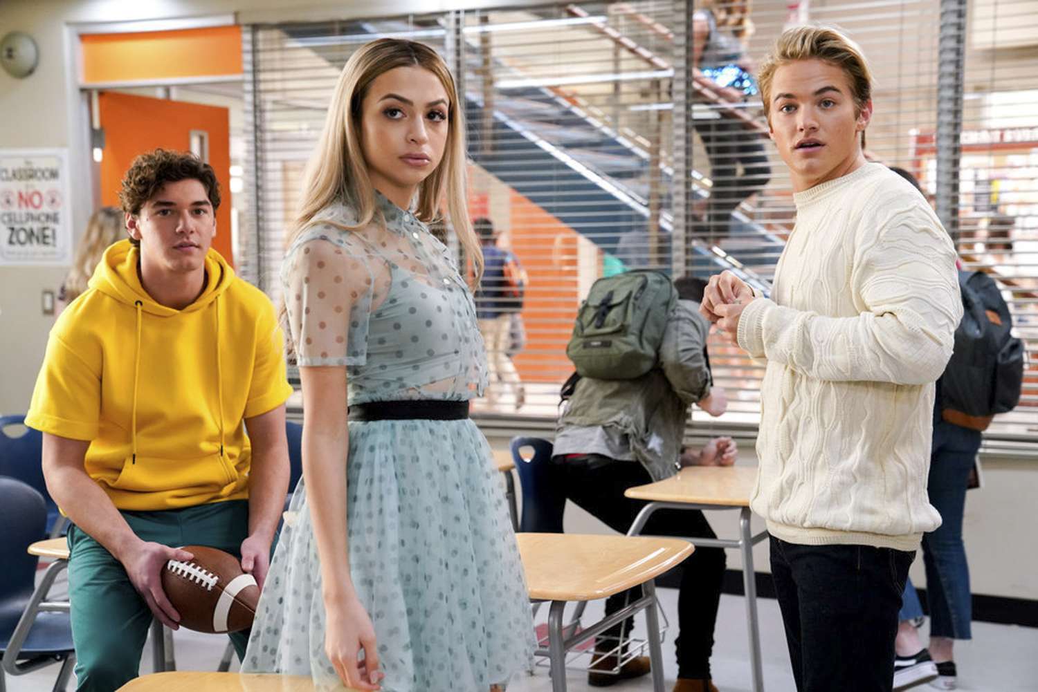 Belmont Cameli, Josie Totah, and Mitchell Hoog on 'Saved by the Bell'