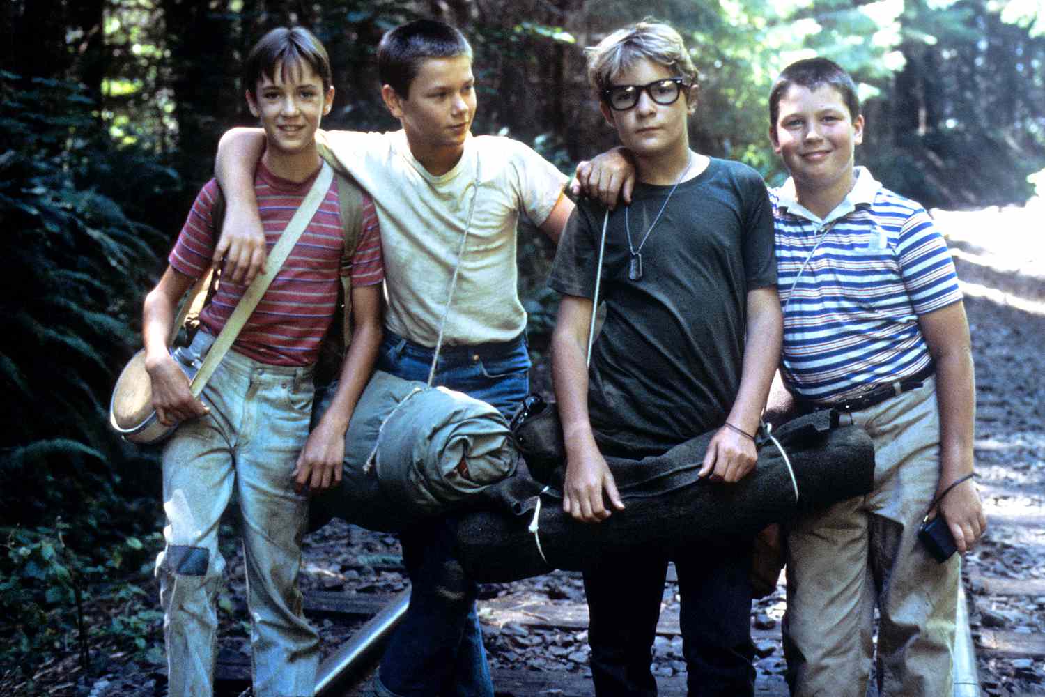 Wil Wheaton, River Phoenix, Corey Feldman, and Jerry O'Connell in 'Stand by Me'