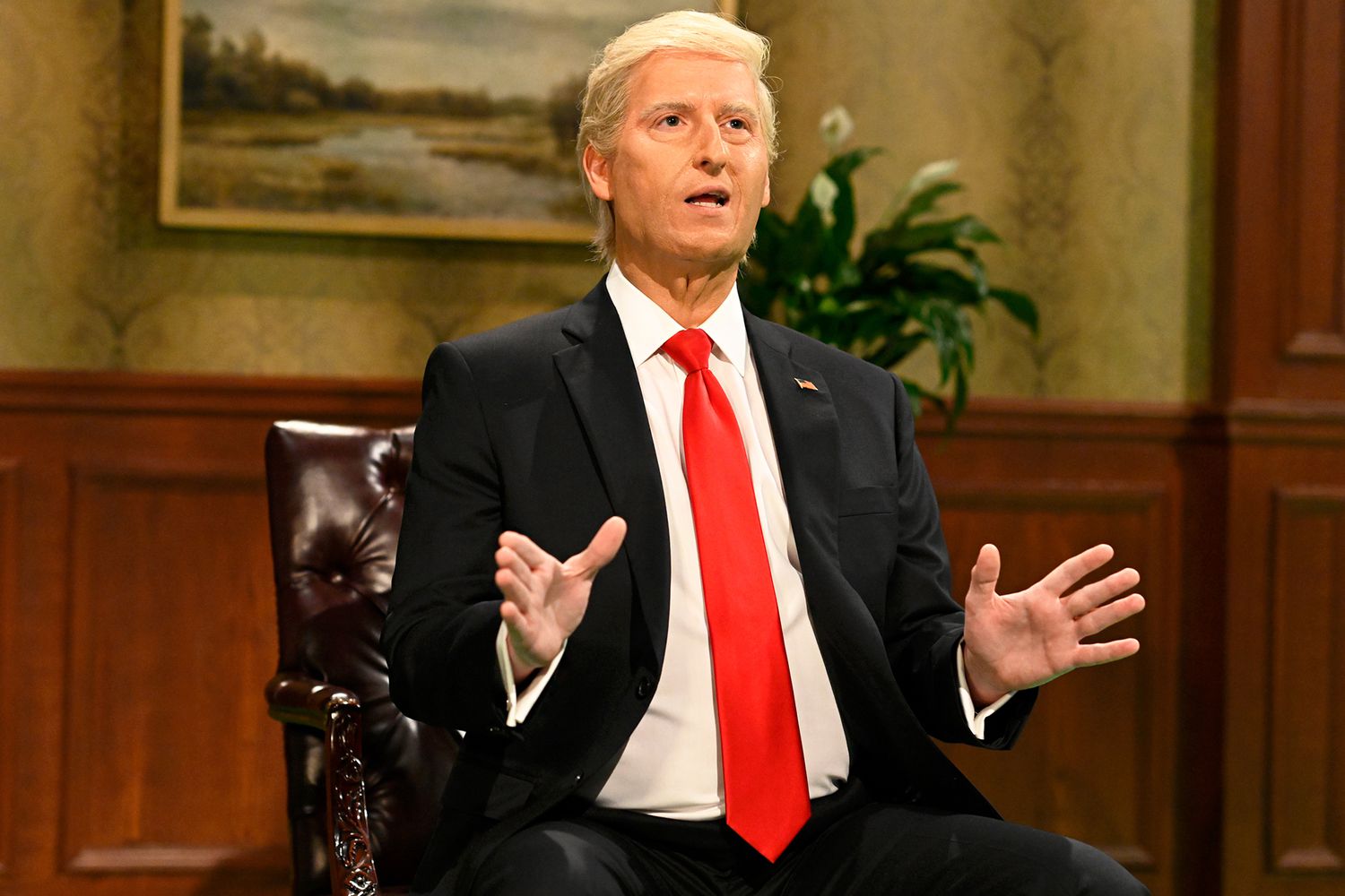 SATURDAY NIGHT LIVE -- "Kieran Culkin" Episode 1810 -- Pictured: James Austin Johnson as Donald Trump during the "Aaron Rodgers Trump" Cold Open on Saturday, November 6, 2021