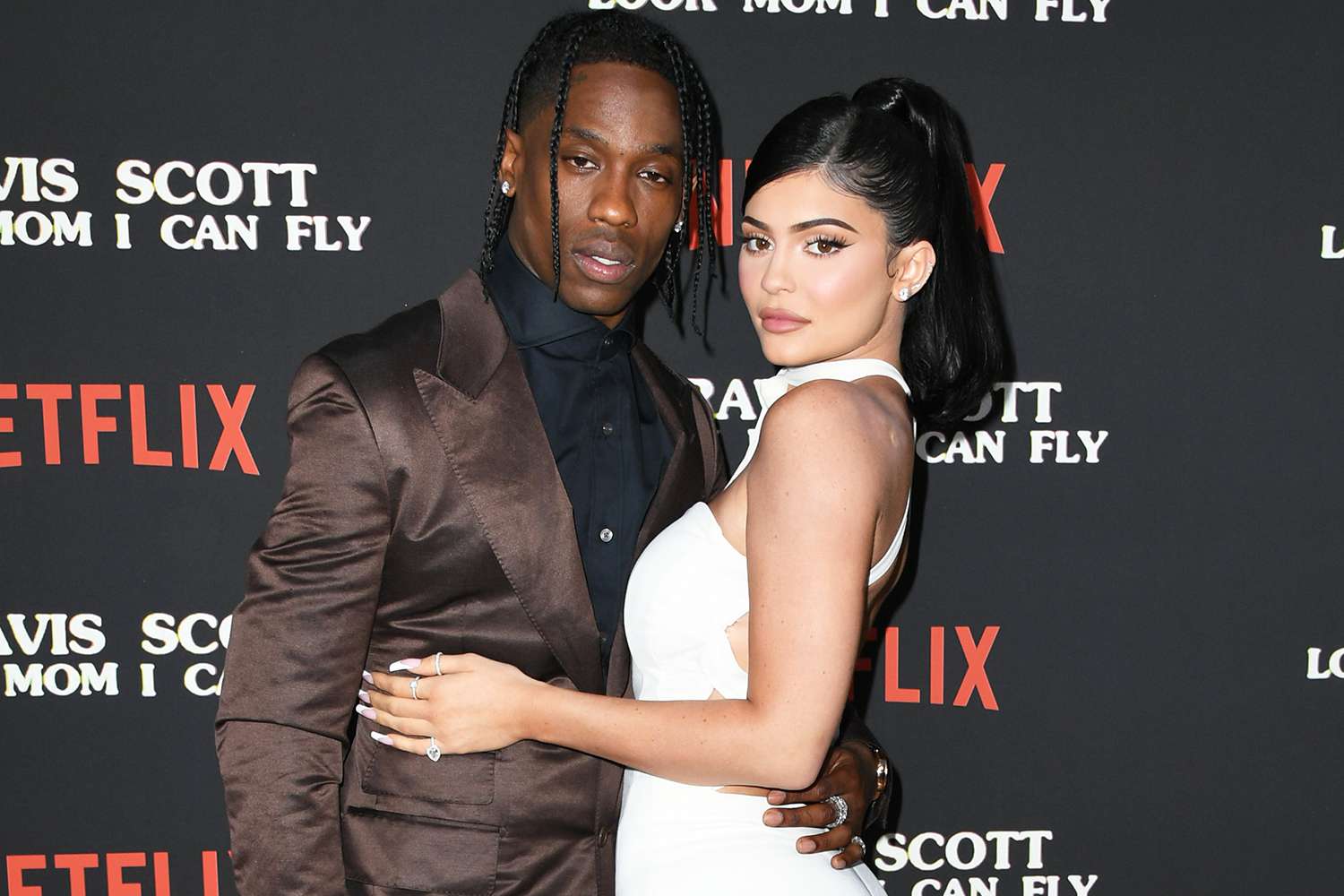Travis Scott and Kylie Jenner attend the Premiere Of Netflix's "Travis Scott: Look Mom I Can Fly" at Barker Hangar on August 27, 2019 in Santa Monica, California.