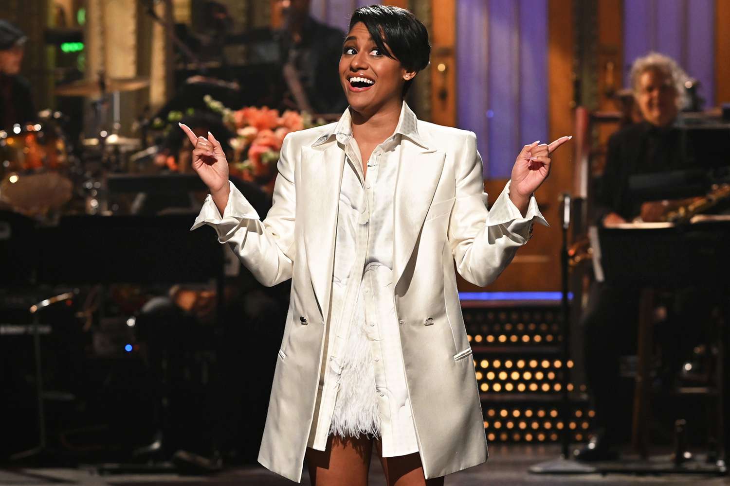 SATURDAY NIGHT LIVE Ariana DeBose, Bleachers Episode 1815 Pictured: Host Ariana DeBose during the Monologue on Saturday, January 15, 2022