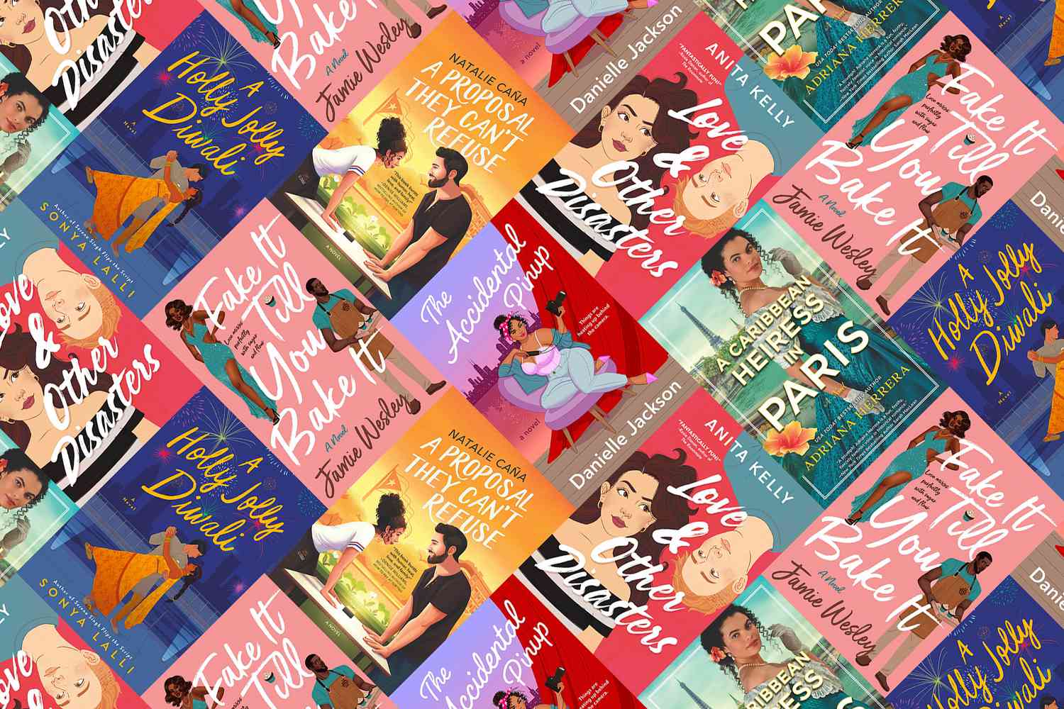A Holly Jolly Diwali by Sonya Lalli A Caribbean Heiress in Paris by Adriana Herrera A Proposal They Can’t Refuse by Natalie Caña The Accidental Pinup by Danielle Jackson Fake It Til You Bake It by Jamie Wesley Love & Other Disasters by Anita Kelly