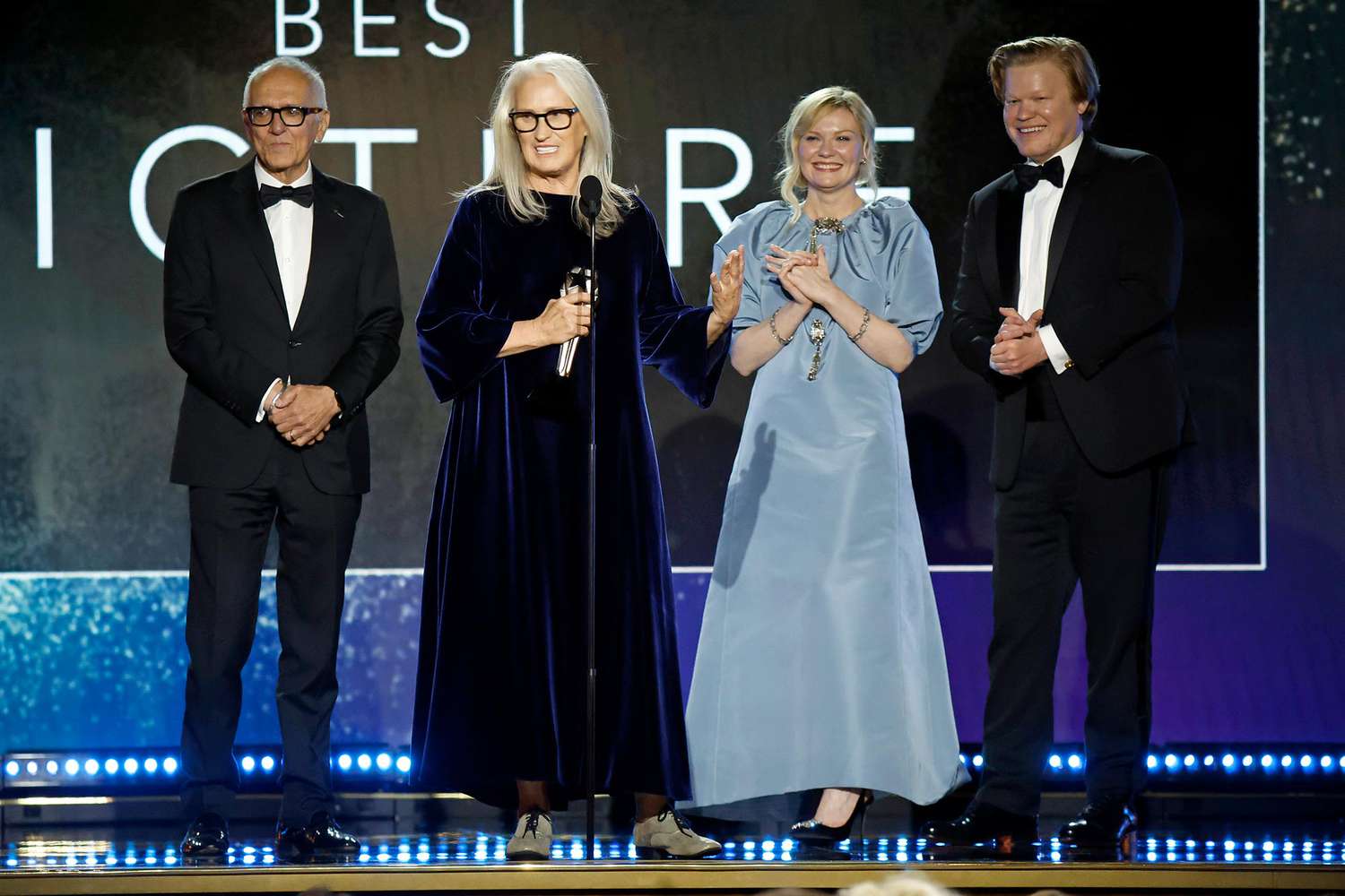 27th Annual Critics Choice Awards Roger Frappier, Jane Campion, Kirsten Dunst, and Jesse Plemons accept the Best Picture award for 'The Power of the Dog'