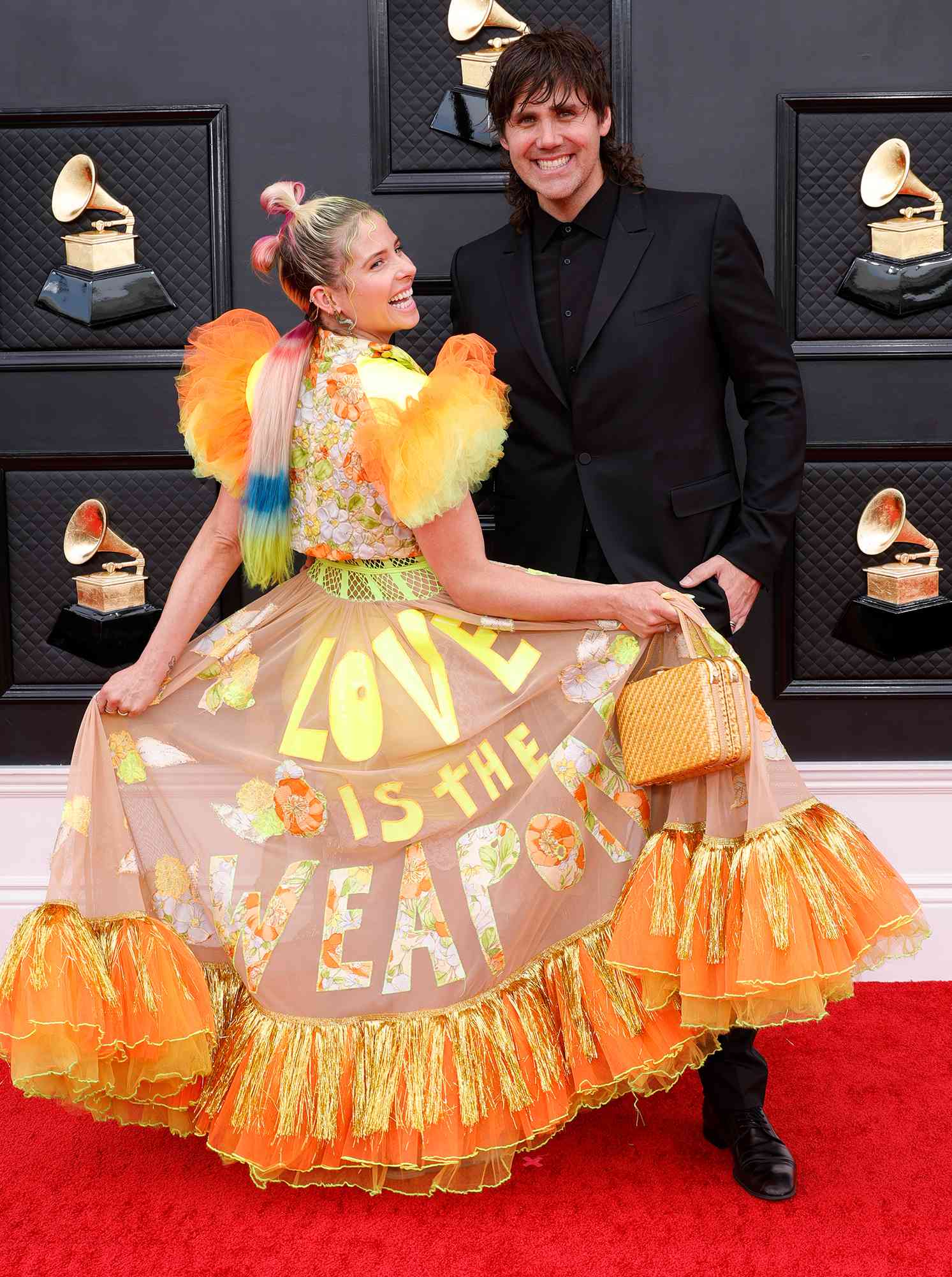 Grammys Awards Red Carpet Victoria Evigan of Elephant Heart and Jason Evigan