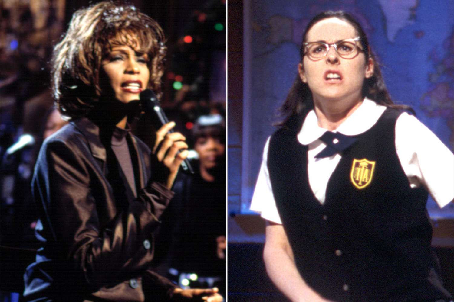 Whitney Houston and Molly Shannon on Saturday Night Live in 1996