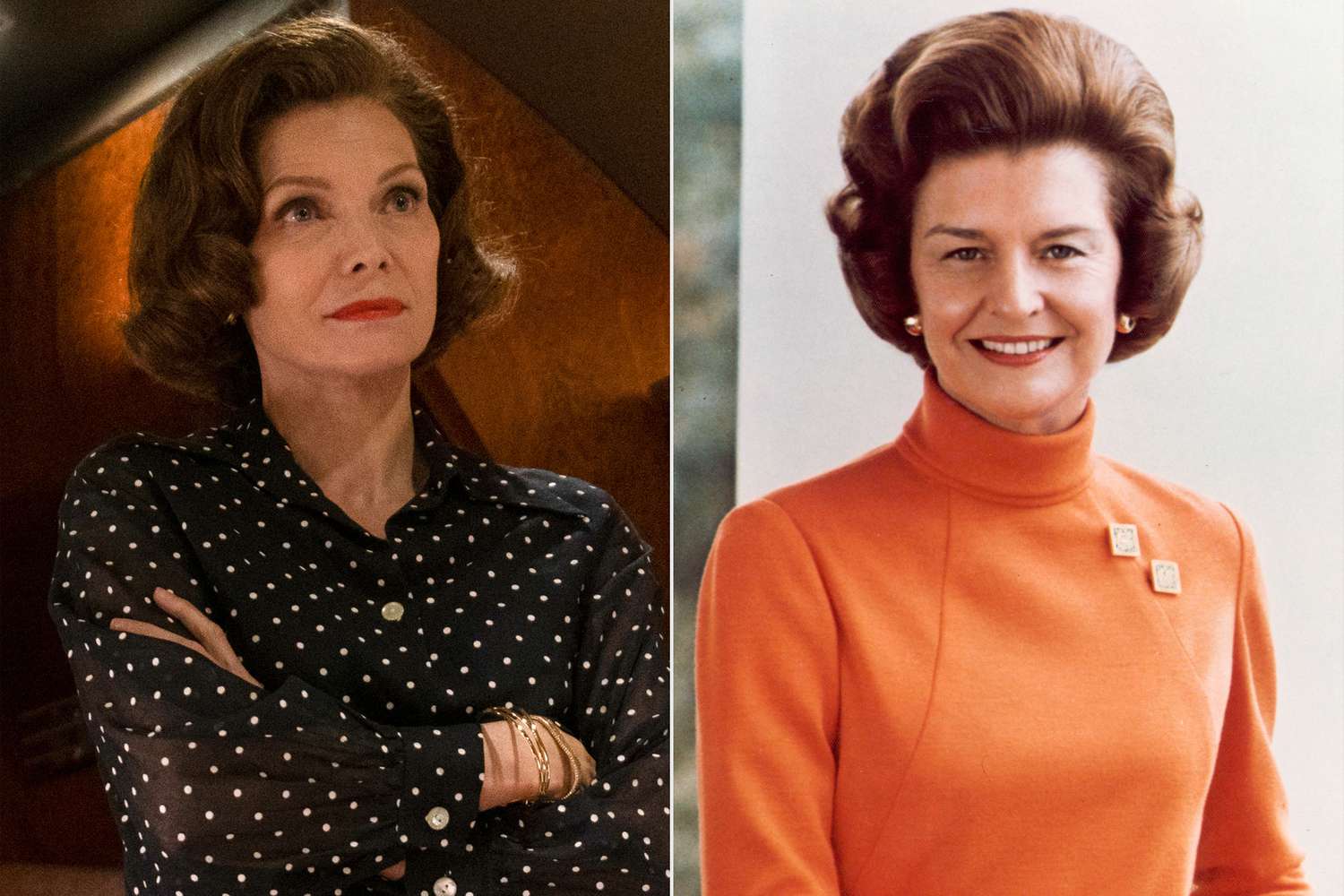Michelle Pfeiffer as Betty Ford in The First Lady; Betty Ford in 1976