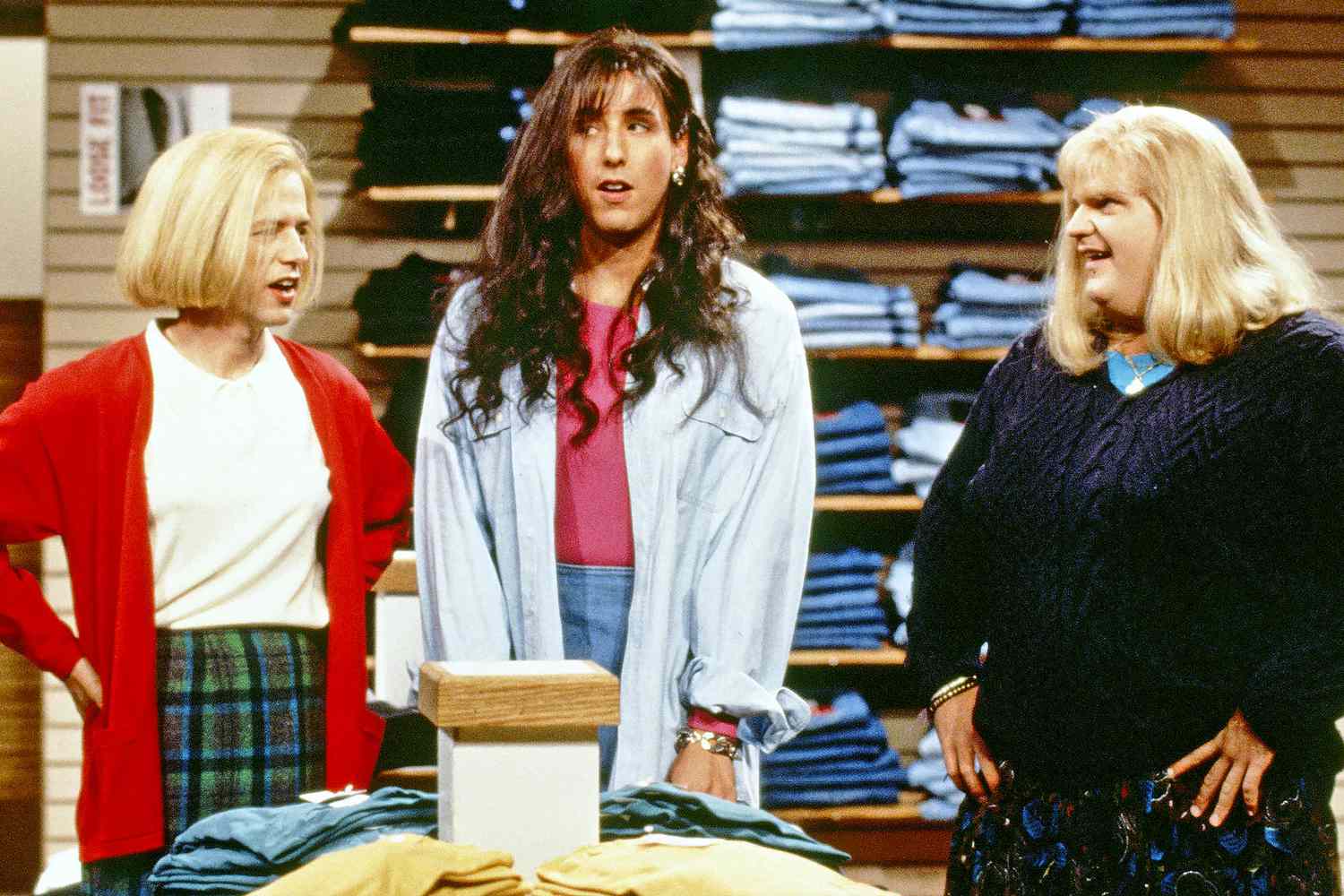 David Spade, Adam Sandler, and Chris Farley as the Gap Girls on 'SNL' in 1993