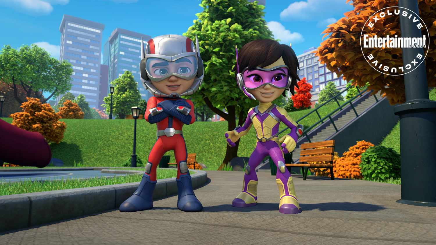 Ant-Man (Sean Giambrone) and Wasp (Maya Tuttle) in 'Spidey and His Amazing Friends'
