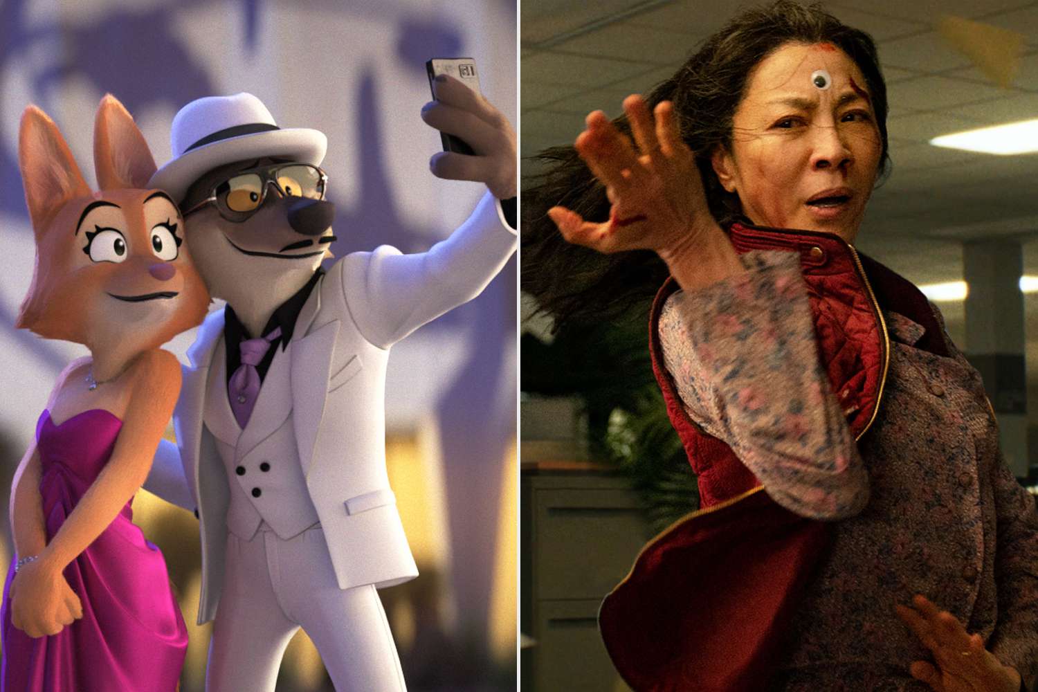 The Bad Guys and Michelle Yeoh in Everything Everywhere All at Once. (from left) Diane Foxington (Zazie Beetz) and Wolf (Sam Rockwell) in DreamWorks Animation’s The Bad Guys, directed by Pierre Perifel.Editorial use only. No book cover usage. Mandatory Credit: Photo by Moviestore/Shutterstock (12876015b) Michelle Yeoh Everything Everywhere All at Once - 2022