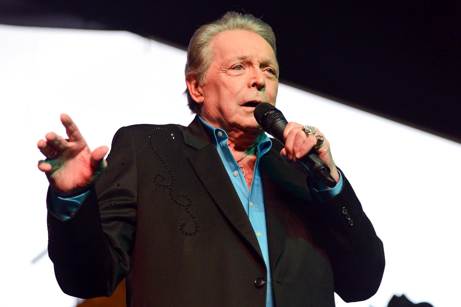 Singer Mickey Gilley performs onstage during day 2 of the Stagecoach Music Festival at The Empire Polo Club on April 25, 2015 in Indio, California.