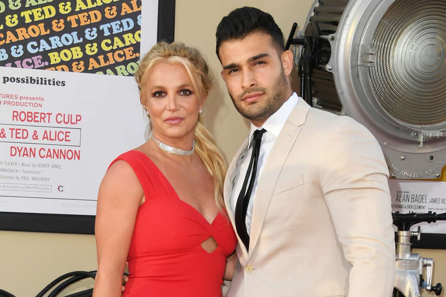 HOLLYWOOD, CALIFORNIA - JULY 22: Britney Spears and Sam Asghari attend Sony Pictures' "Once Upon A Time...In Hollywood" Los Angeles Premiere on July 22, 2019 in Hollywood, California. (Photo by Jon Kopaloff/FilmMagic)