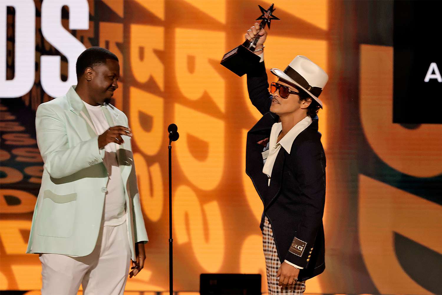 Bruno Mars speaks onstage during the 2022 BET Awards at Microsoft Theater on June 26, 2022 in Los Angeles, California.
