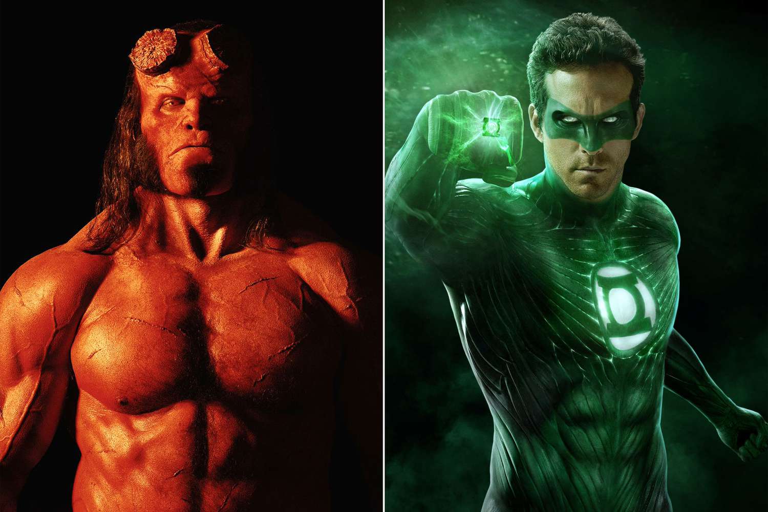 David Harbour in Hellboy; Ryan Reynolds in Green Lantern