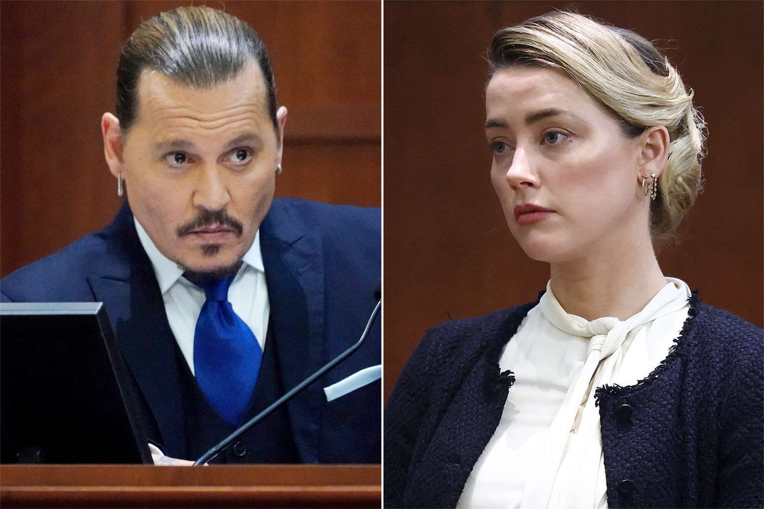 Johnny Depp and Amber Heard during their defamation trial in Fairfax, Va.