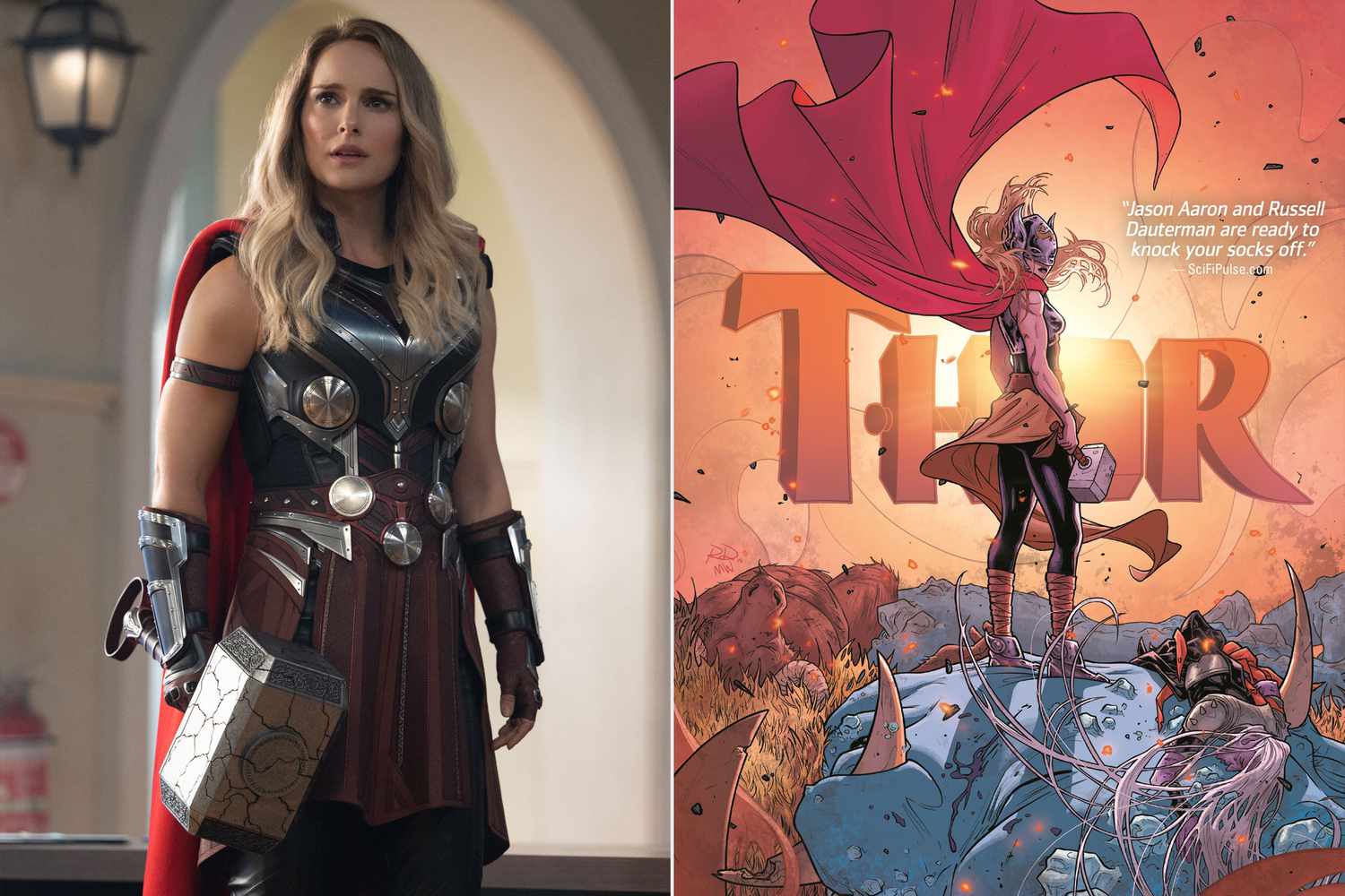 Natalie Portman as The Mighty Thor in Marvel Studios' THOR: LOVE AND THUNDER.; Thor #5 Comics
