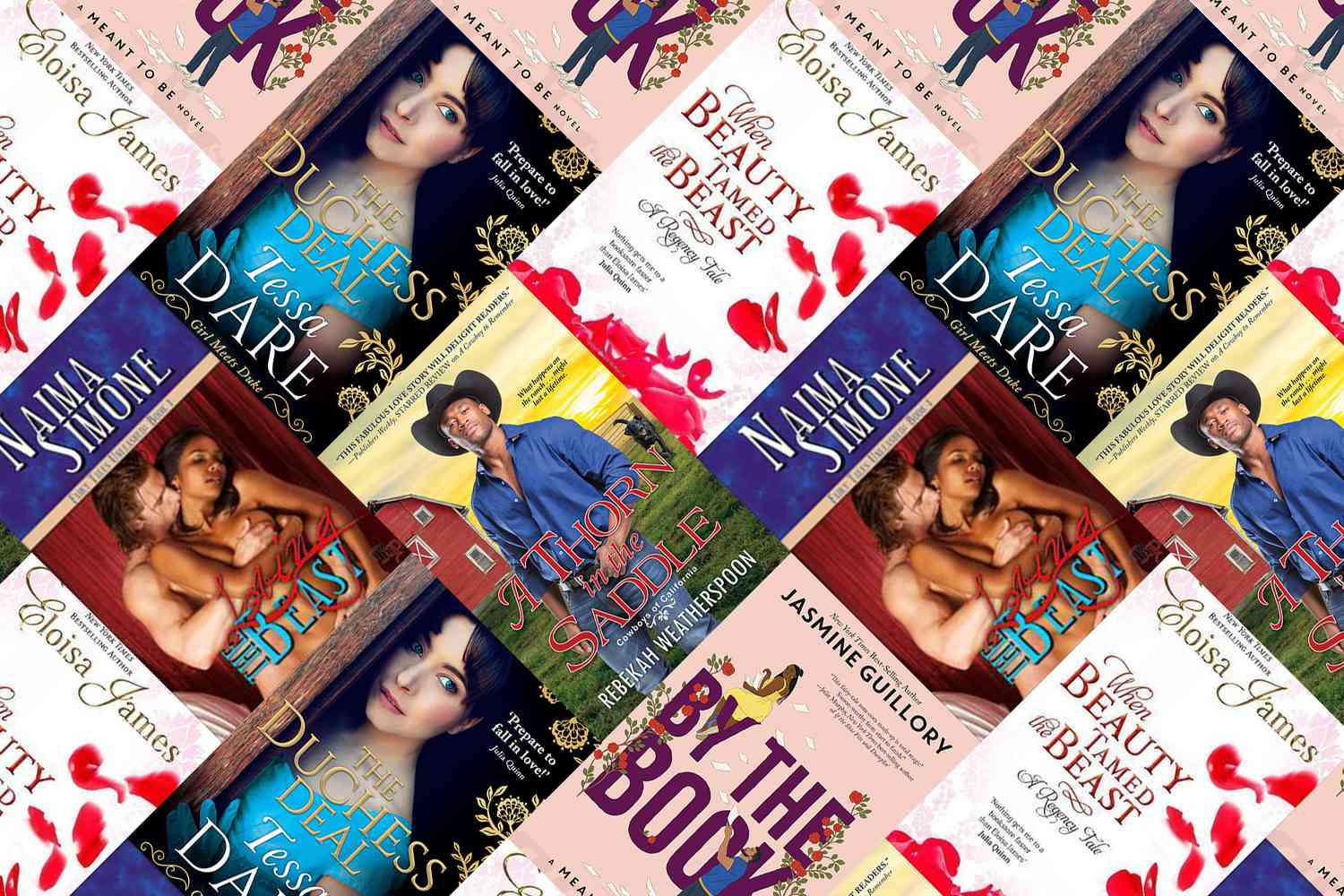 A Thorn in the Saddle by Rebekah Weatherspoon By the Book by Jasmine Guillory The Duchess Deal by Tessa Dare Loving the Beast by Naima Simone When Beauty Tamed the Beast by Eloisa James