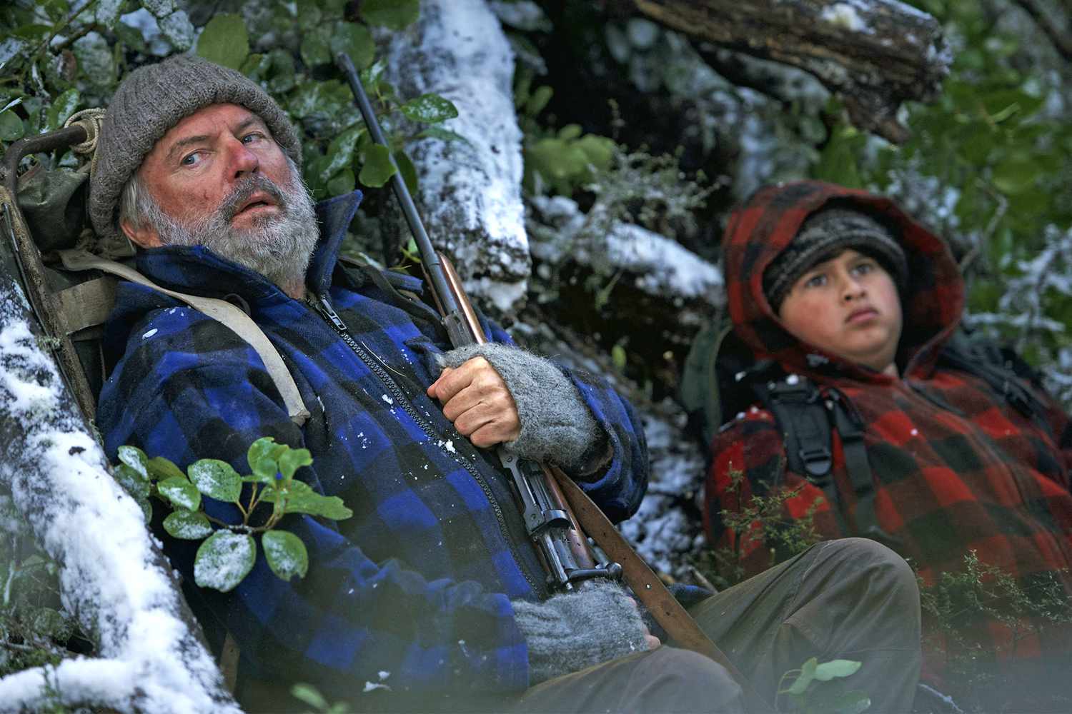 Hunt for the Wilderpeople (2016) Sam Neill (Hec) and Julian Dennison (Ricky)
