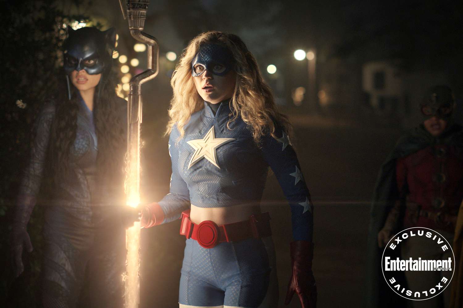 DC’s Stargirl -- “Frenemies: Chapter One” -- Image Number: STG301_0087r -- Pictured (L - R): Yvette Monreal as Yolanda Montez / Wildcat, Brec Bassinger as Courtney Whitmore / Stargirl, Anjelika Washington as Beth Washington / Dr. Mid-Nite, Cameron Gellman as Rick Tyler / Hourman -- Photo: The CW -- © 2022 The CW Network, LLC. All Rights Reserved.