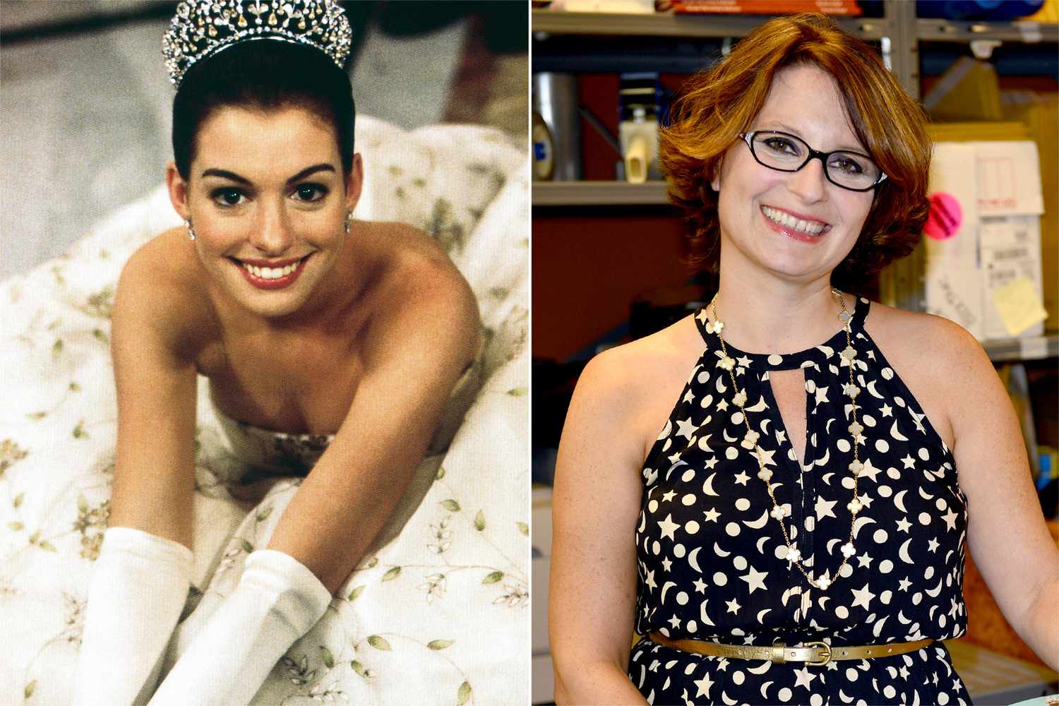 Anne Hathaway in 'The Princess Diaries; author Meg Cabot