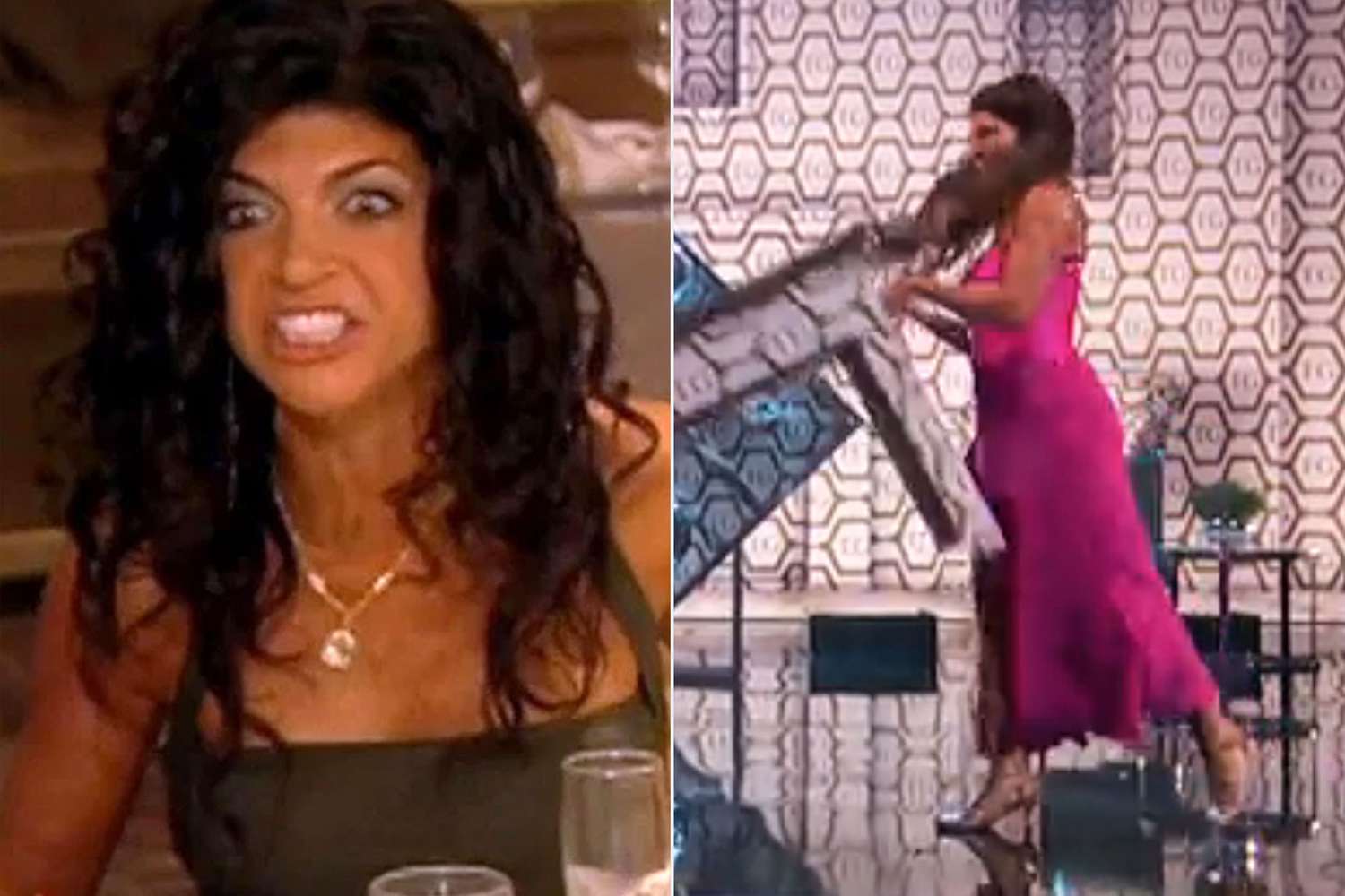 Teresa Giudice table-flipping on the Real Housewives of New Jersey and Dancing with the Stars