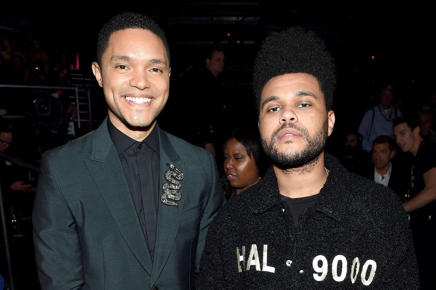 Trevor Noah and The Weeknd attend the 2018 Victoria's Secret Fashion Show in New York at Pier 94 on November 8, 2018 in New York City.