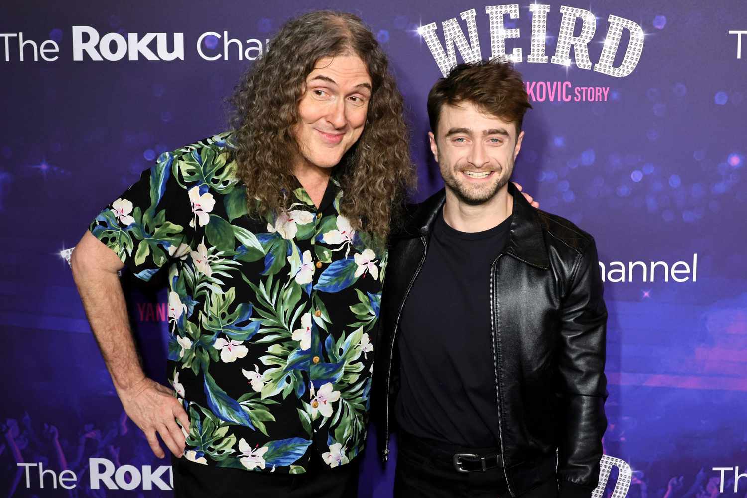 NEW YORK, NEW YORK - NOVEMBER 01: "Weird Al" Yankovic and Daniel Radcliffe attend the "Weird: The Al Yankovic Story" New York Premiere at Alamo Drafthouse Cinema on November 01, 2022 in New York City. (Photo by Theo Wargo/Getty Images)