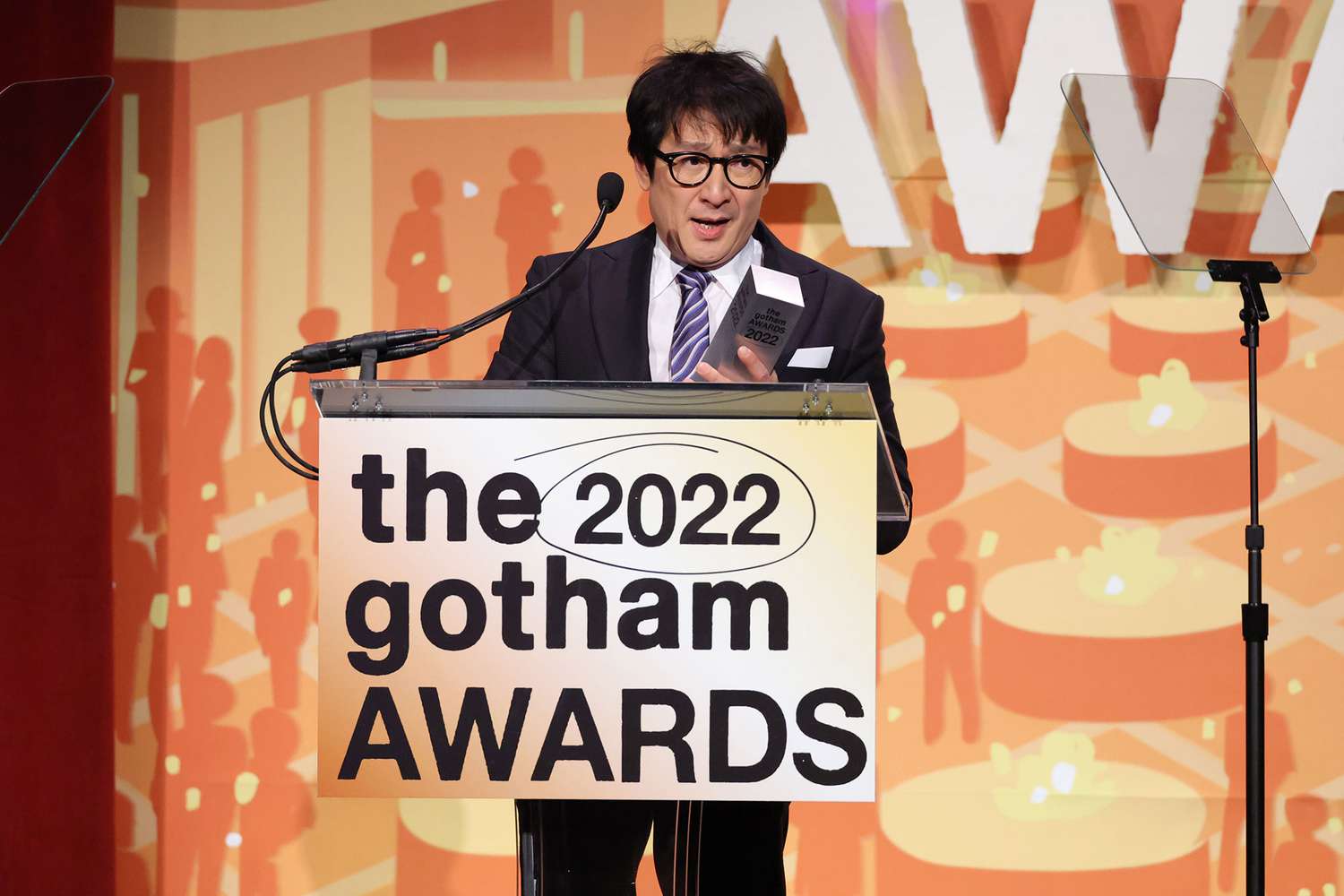 Ke Huy Quan accepts the Outstanding Supporting Performance award onstage during The 2022 Gotham Awards at Cipriani Wall Street on November 28, 2022 in New York City.