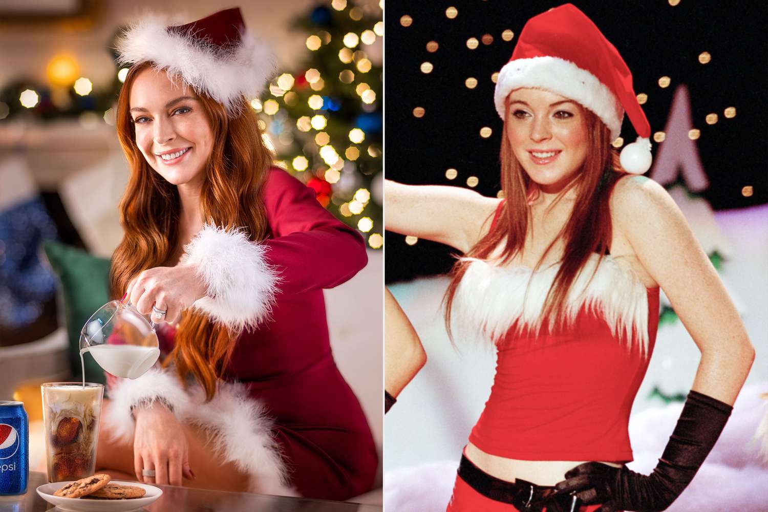 Lindsay Lohan in Santa Pepsi ad; Lindsay Lohan in Mean Girls