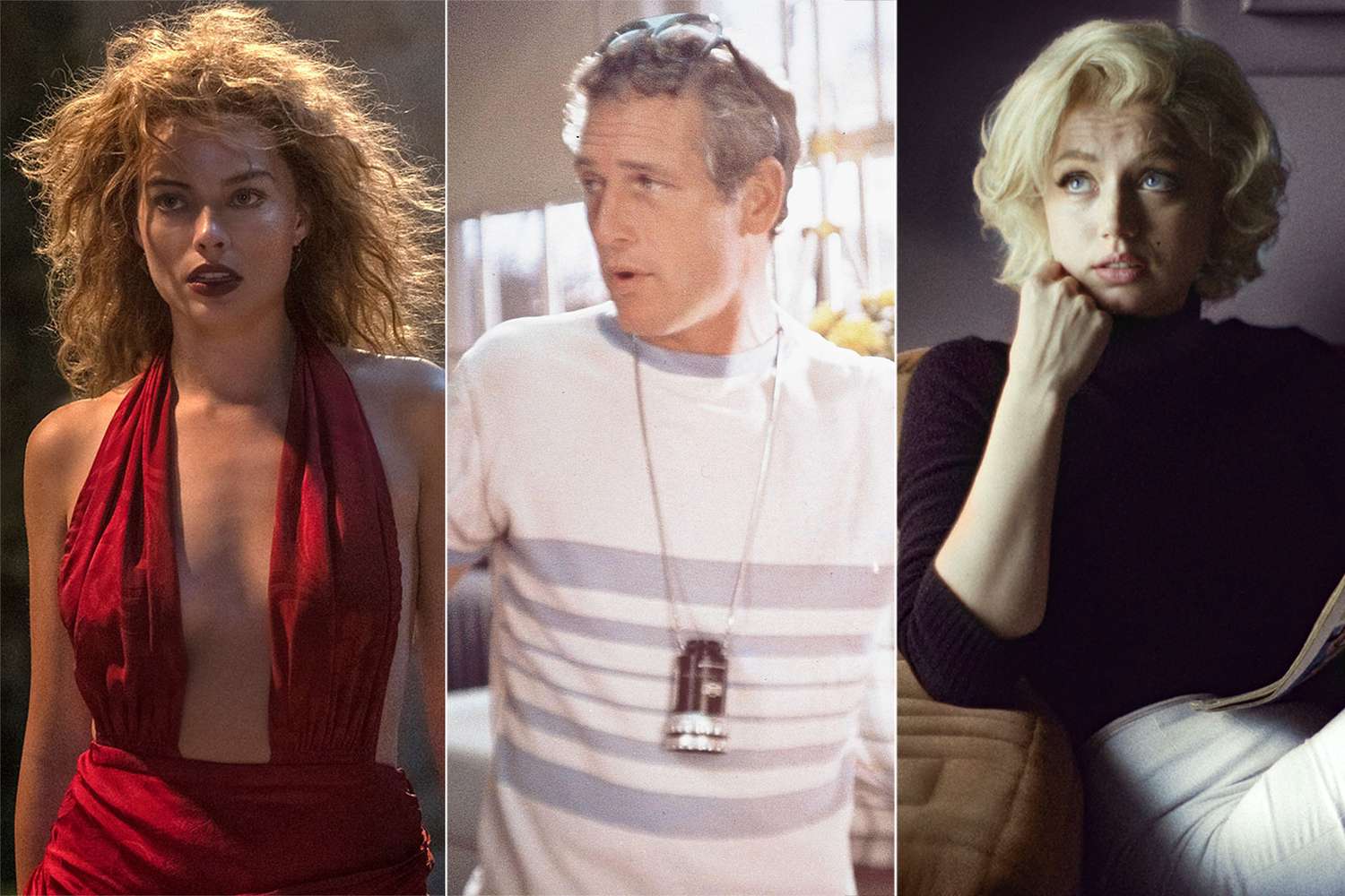 Margot Robbie in Babylon, Paul Newman in The Last Movie Stars, and Ana de Armas in Blonde