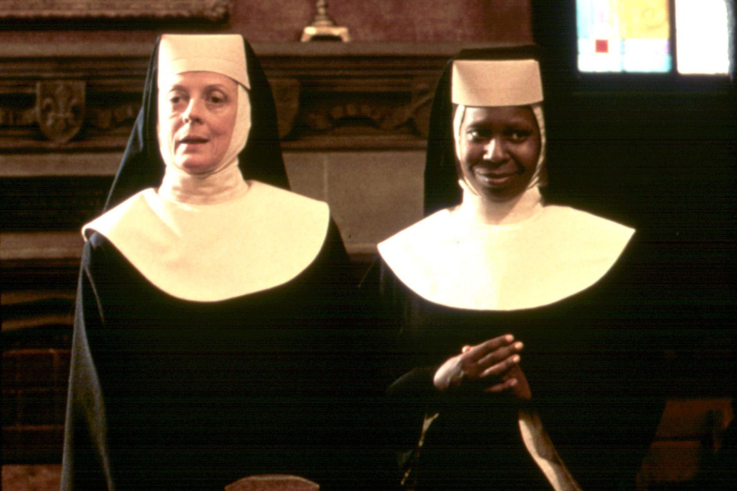 Editorial use only. No book cover usage. Mandatory Credit: Photo by Moviestore/Shutterstock (1606412a) Sister Act, Maggie Smith, Whoopi Goldberg Film and Television
