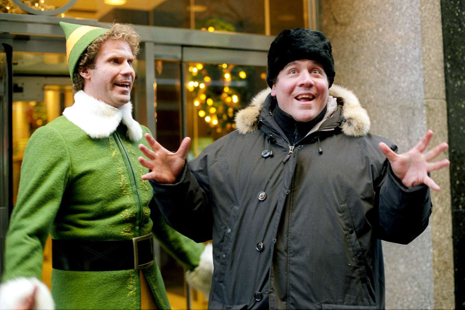Will Ferrell and Jon Favreau on the set of 'Elf'