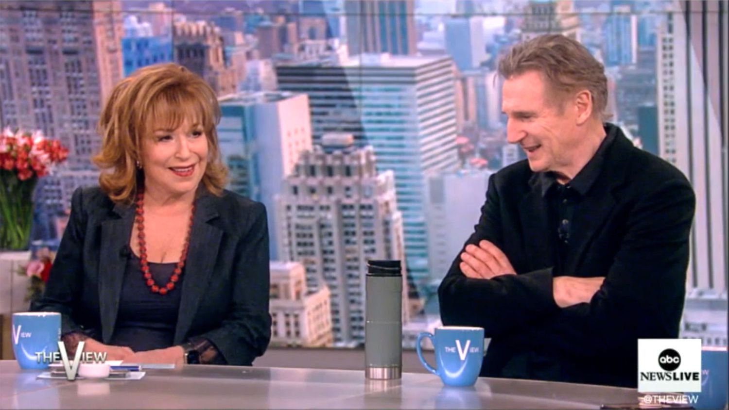Liam Neeson with Joy Behar on The View