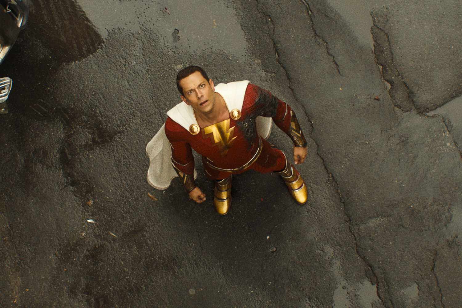 SHAZAM! FURY OF THE GODS Copyright: © 2023 Warner Bros. Entertainment Inc. All Rights Reserved. Photo Credit: Courtesy Warner Bros. Pictures Caption: ZACHARY LEVI as Shazam in New Line Cinema’s action adventure “SHAZAM! FURY OF THE GODS,” a Warner Bros. Pictures release.