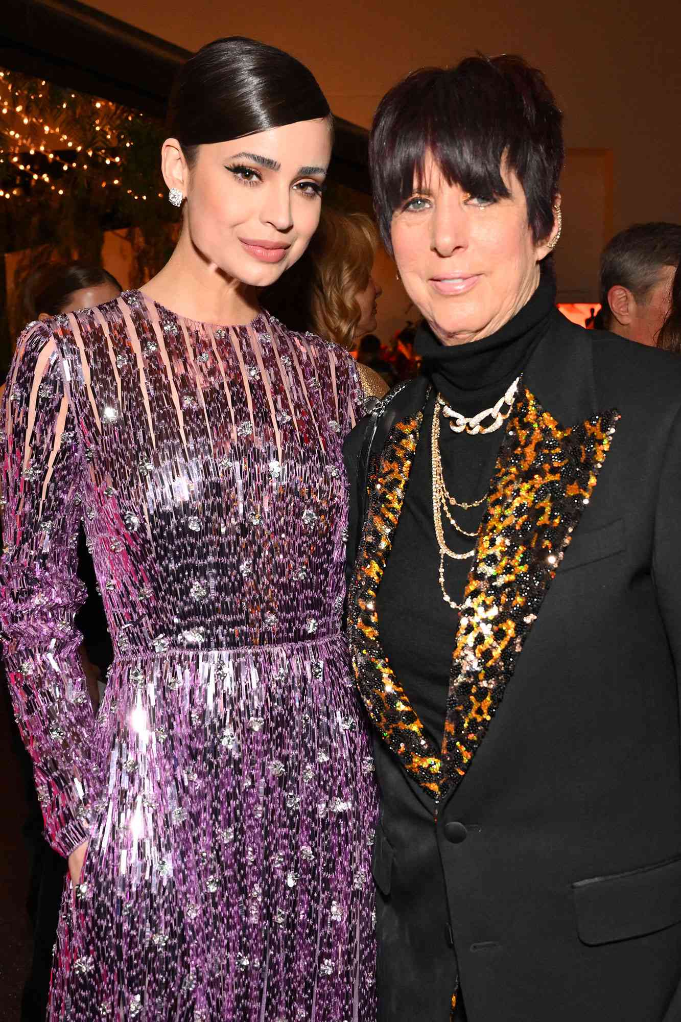 US actress Sofia Carson (L) and US songwriter Diane Warren attend the 95th Annual Academy Awards Governors Ball in Hollywood, California on March 12, 2023.
