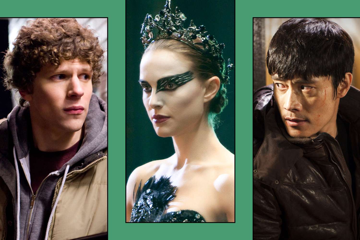 Jesse Eisenberg in 'Zombieland' (2009); Natalie Portman in 'Black Swan' (2010); Lee Byung-hun in 'I Saw the Devil' (2010)