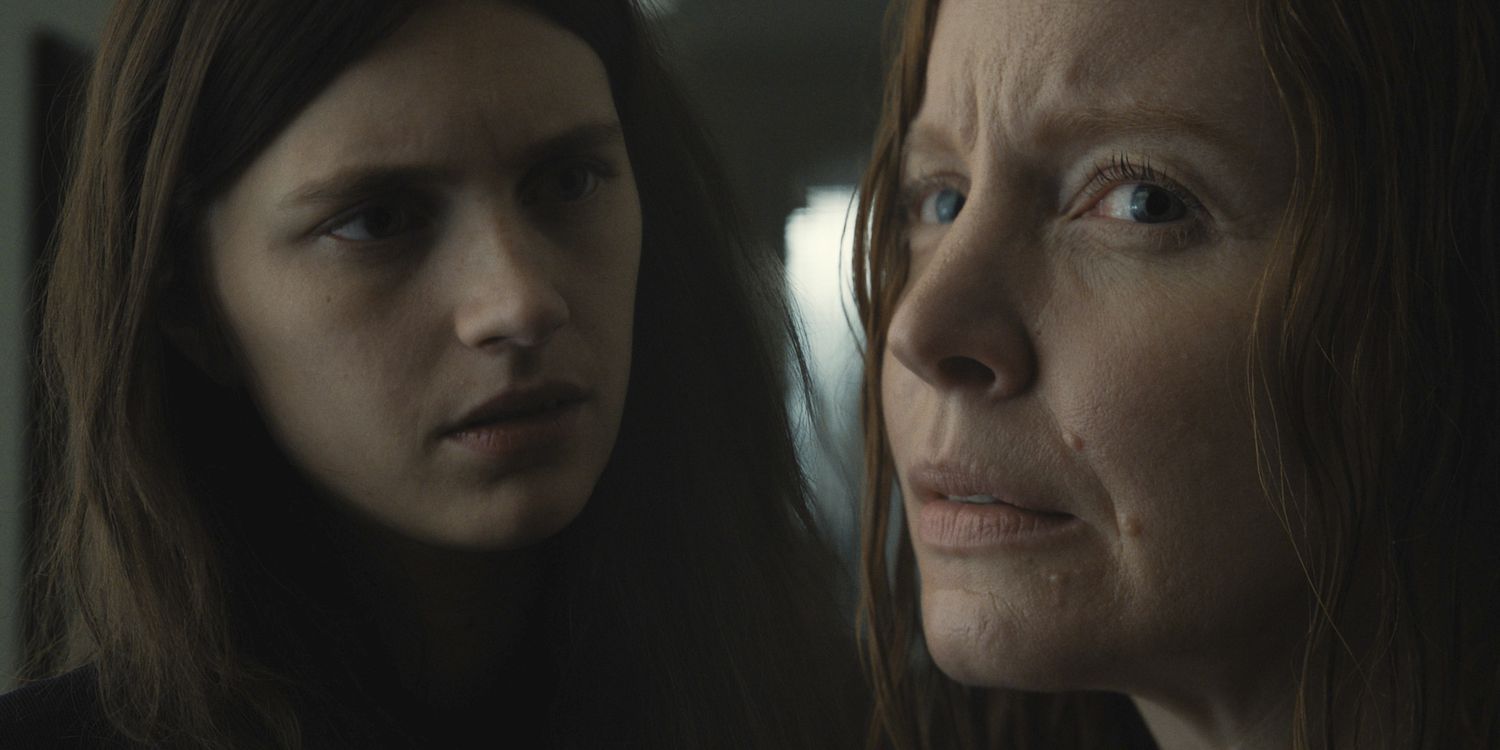 Nell Tiger Free and Lauren Ambrose in "Servant," now streaming on Apple TV+.
