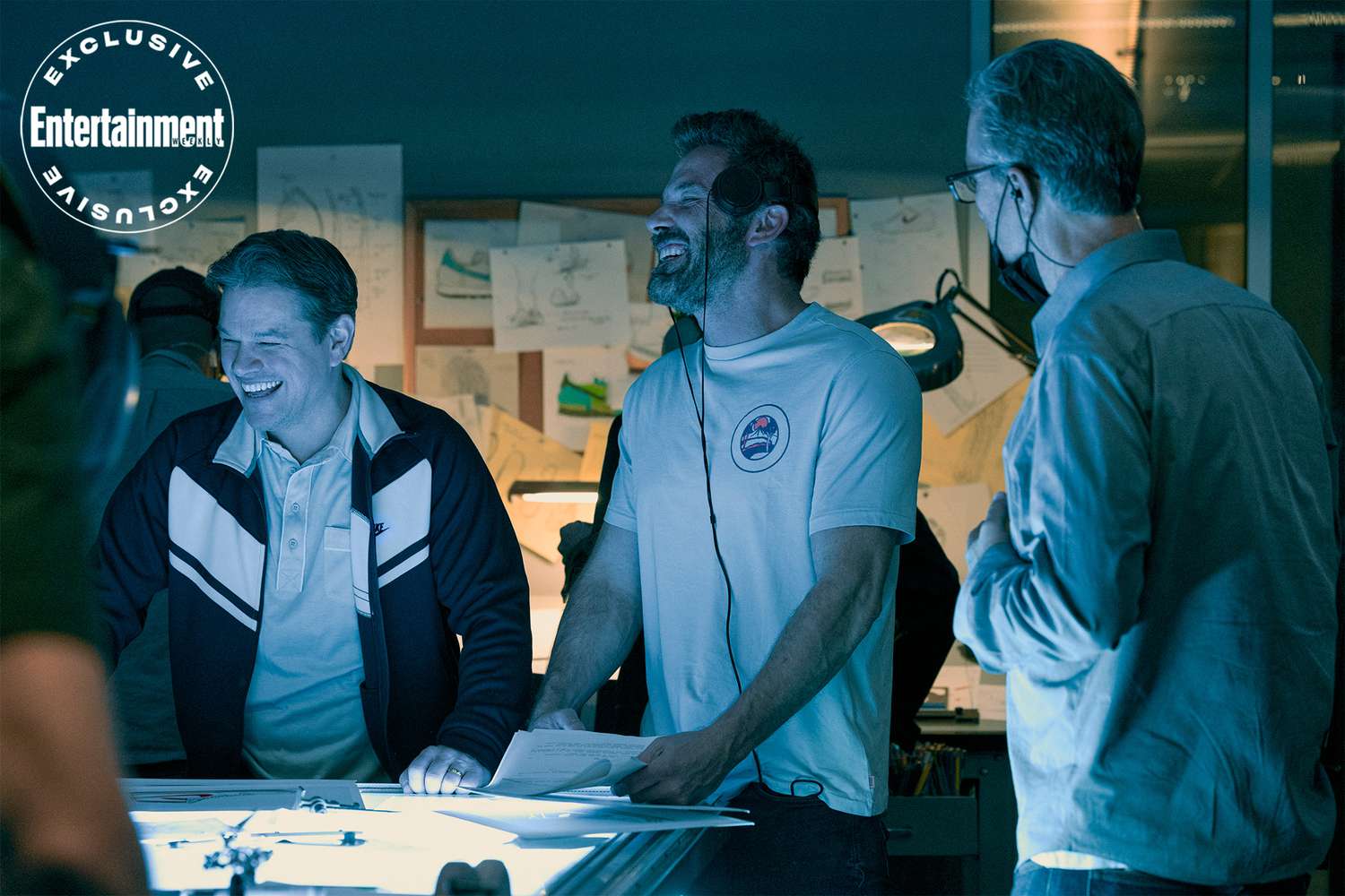Matt Damon and director Ben Affleck on the set of 'Air'