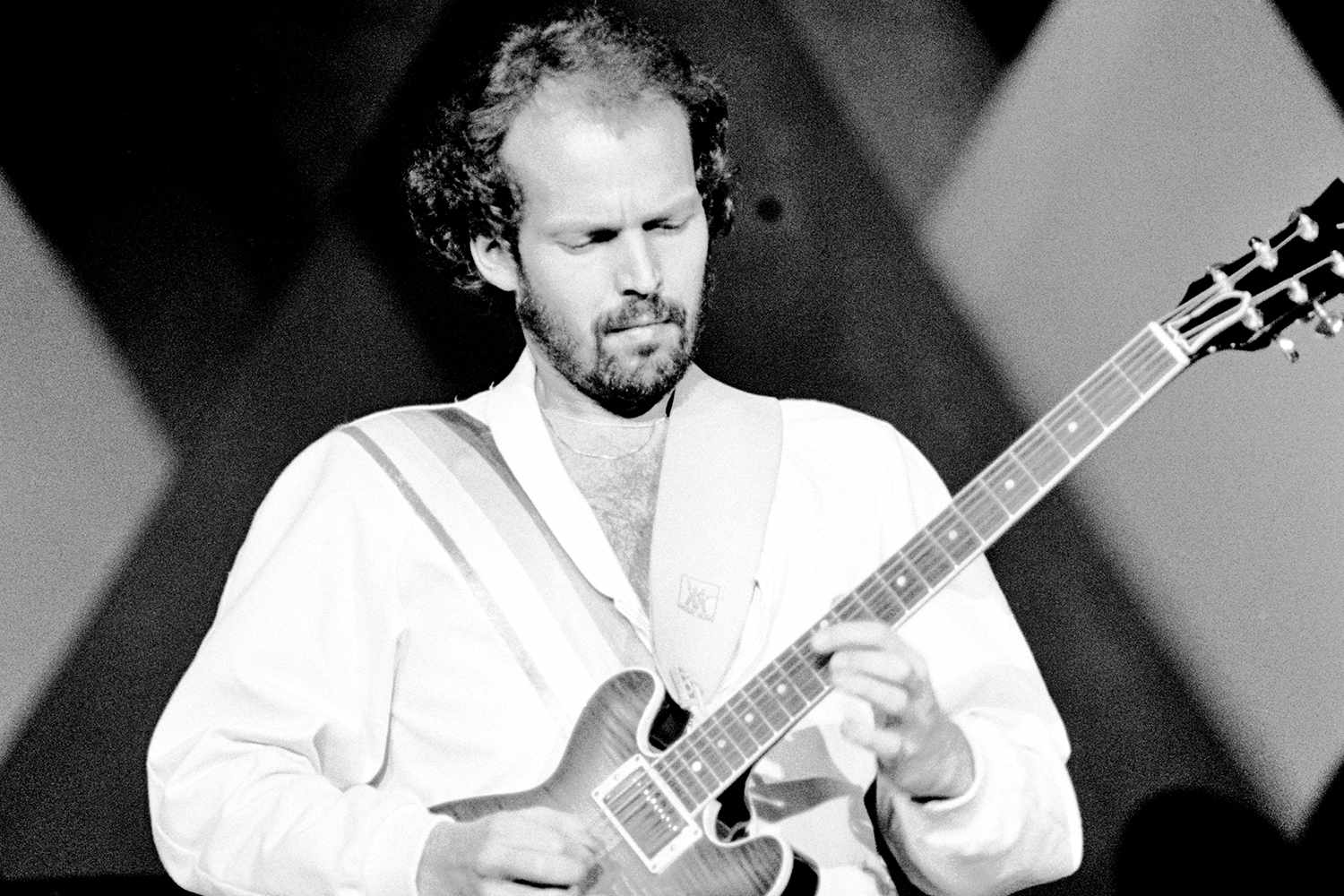 Lasse Wellander performs with ABBA at London's Wembley Arena in 1979