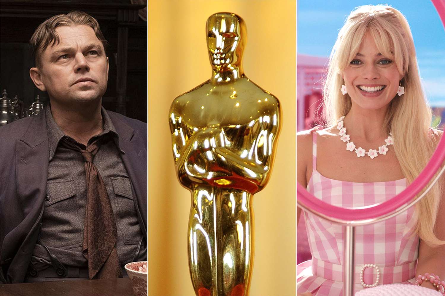 Leonardo DiCaprio in Killers of the Flower Moon, Oscars statuette, Margot Robbie in Barbie