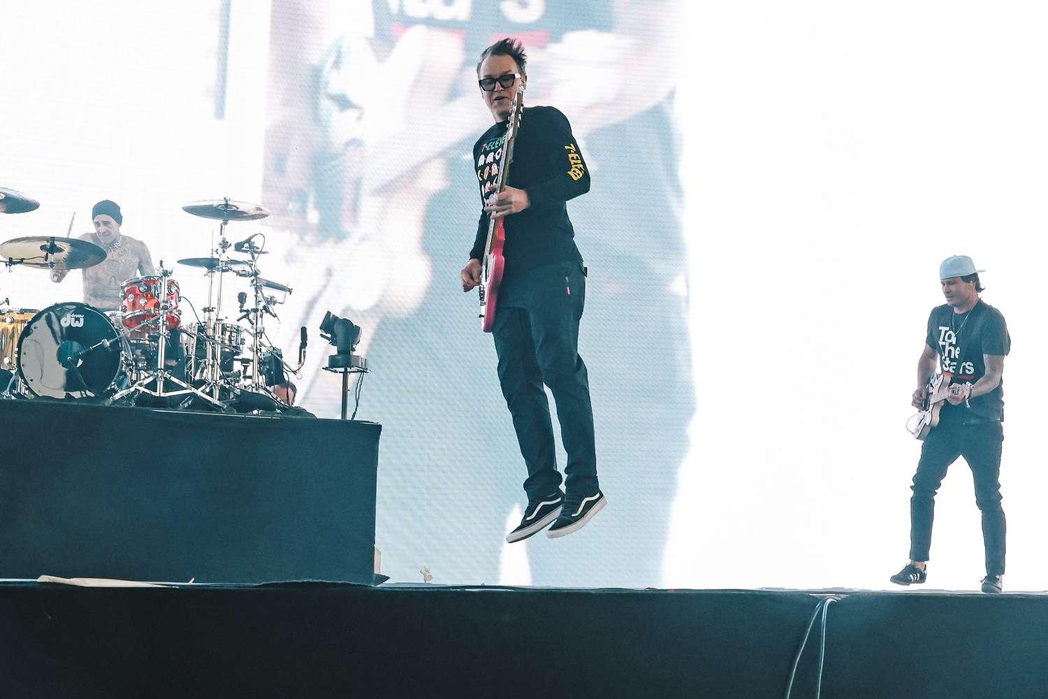 Coachella Valley, CA - April 14: Blink 182 performs at Coachella on Friday, April 14, 2023 in Coachella Valley, CA. (Dania Maxwell / Los Angeles Times via Getty Images).