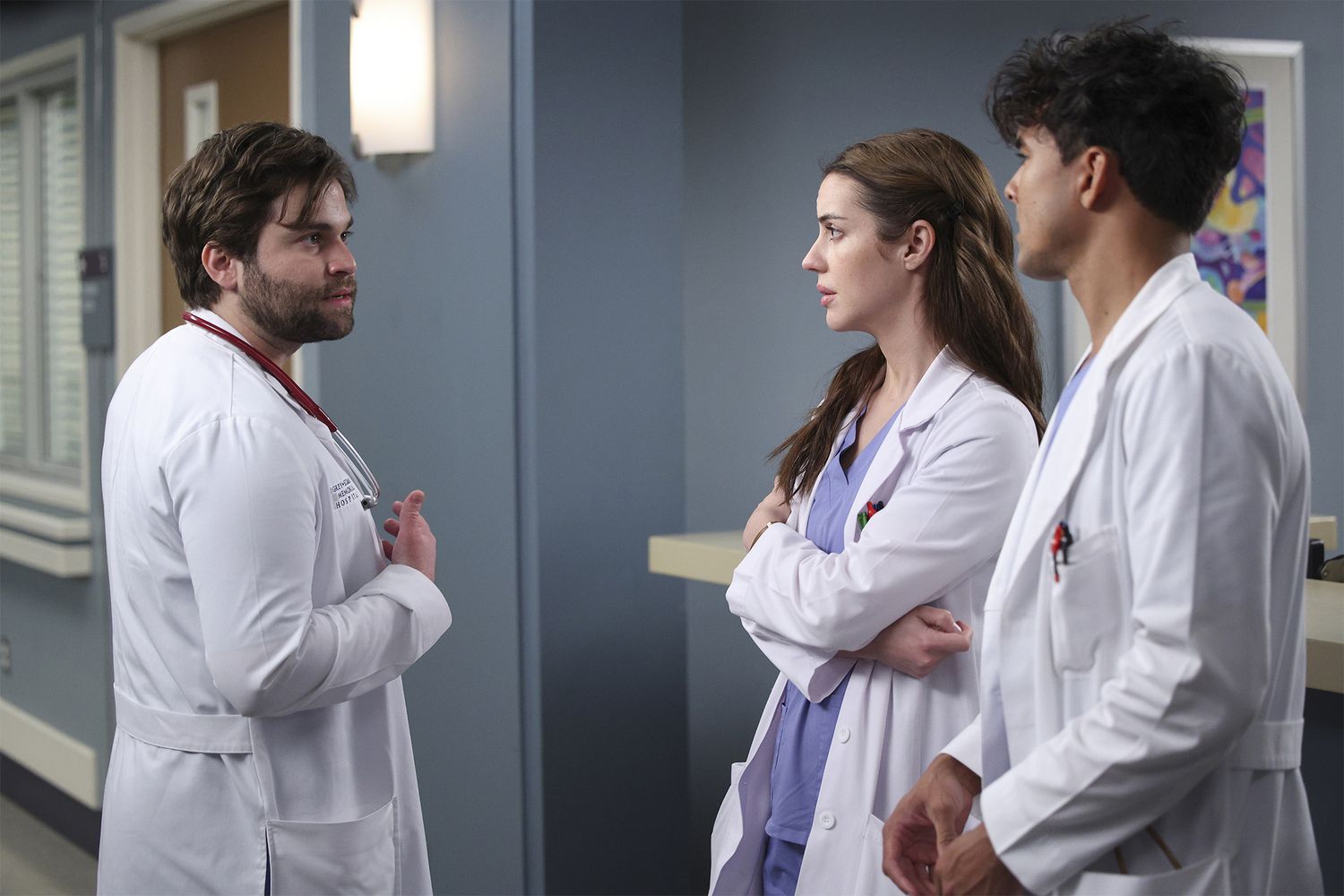GREY’S ANATOMY - “Gunpowder and Lead” - Amelia takes her personal problems out on her work colleagues, and the threats against Bailey come to a terrifying head. Lucas and Jules make a risky decision on a patient, and Mika struggles with burnout. THURSDAY, APRIL 20 (9:00-10:01 p.m. EDT), on ABC. (ABC/Raymond Liu) JAKE BORELLI, ADELAIDE KANE, NIKO TERHO