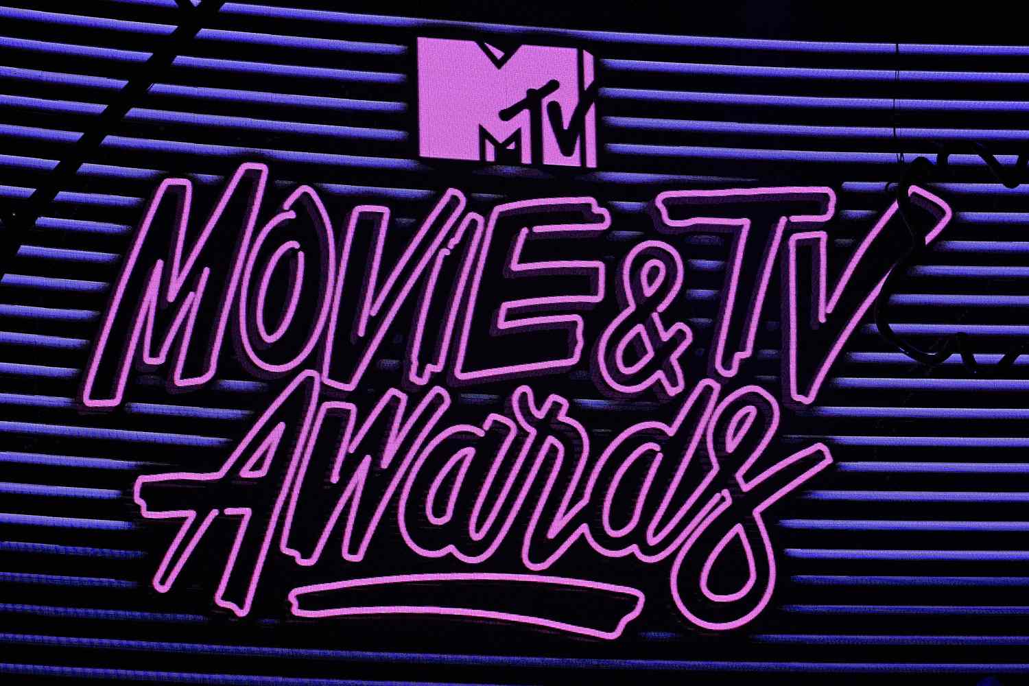 LOS ANGELES, CA - MAY 07: A view of the MTV Awards signage onstage during the 2017 MTV Movie And TV Awards at The Shrine Auditorium on May 7, 2017 in Los Angeles, California. (Photo by Kevork Djansezian/Getty Images)