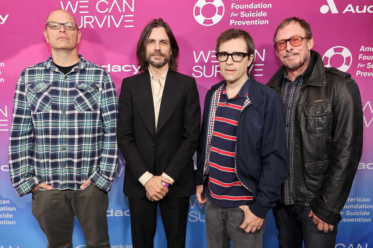 Patrick Wilson, Brian Bell, Rivers Cuomo and Scott Shriner of Weezer attend Audacy's 9th annual We Can Survive at Hollywood Bowl on October 22, 2022 in Los Angeles, California.