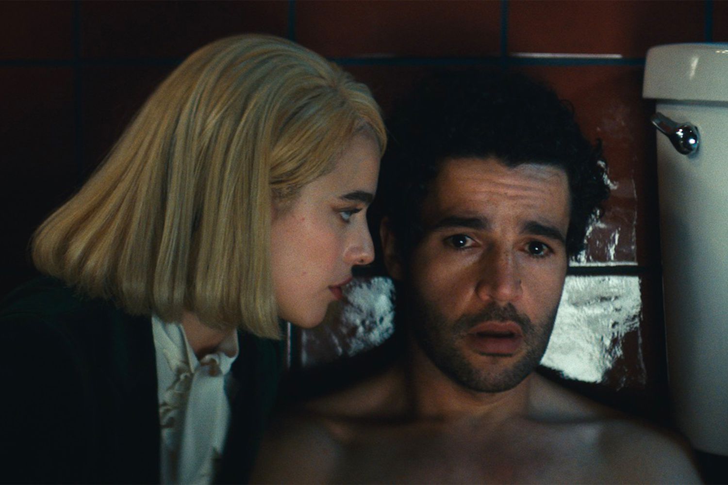 Margaret Qualley and Christopher Abbott in 'Sanctuary'